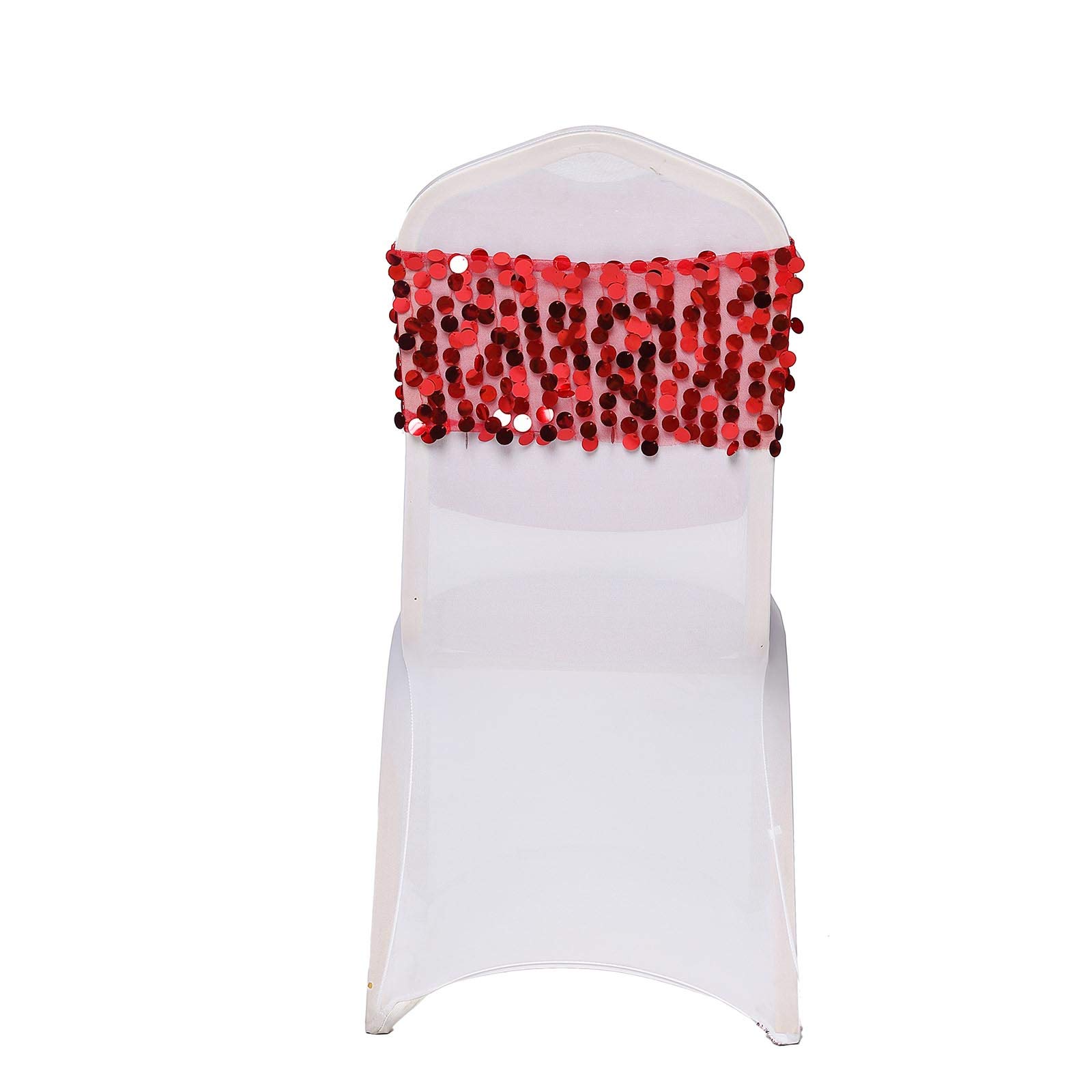 50 Pack 10-Inch Wide Burgundy Sequin Chair Sashes for Wedding, Party, Reception & Home Decor - Elegant Table and Chair Decoration Supplies