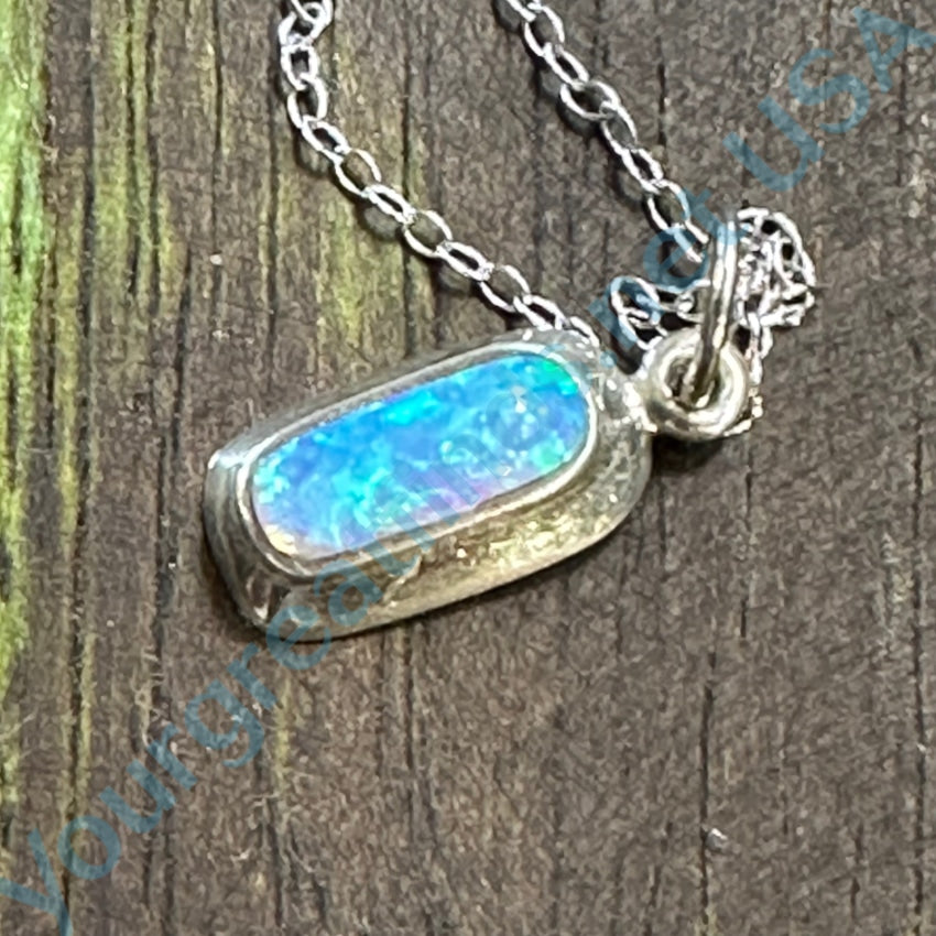 Exquisite Sterling Silver Blue Opal Necklace for Women | Elegant Jewelry Gift for Birthday, Anniversary & Special Occasions