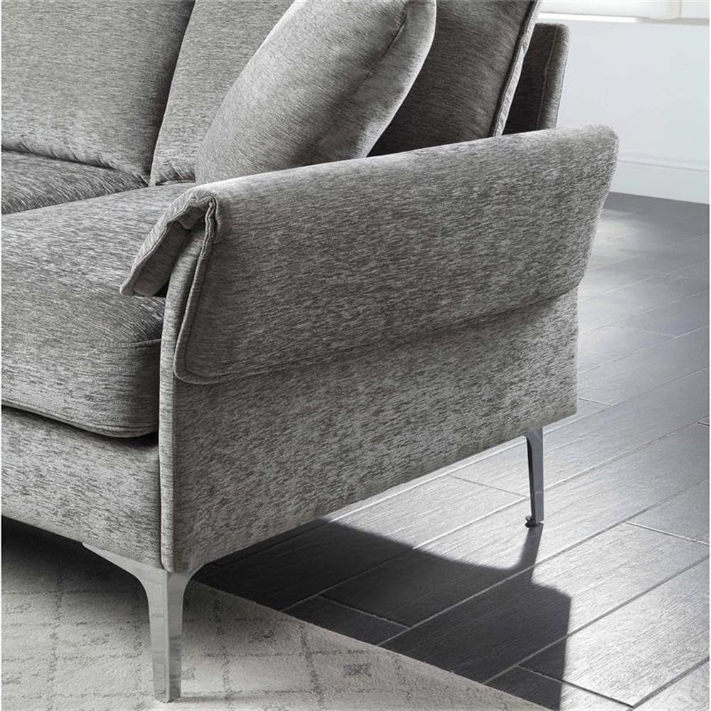 Furniture of America Jarnn Contemporary Gray Chenille L-Shaped Sectional Sofa - Modern Living Room Seating for Small Spaces & Apartments