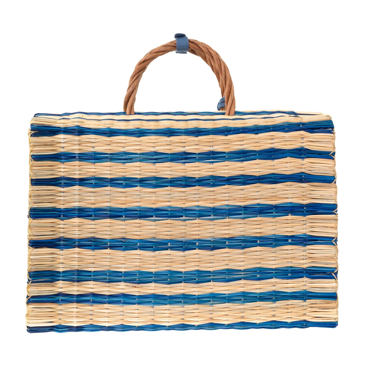 The Grand Tour Collection Sky Blue Beach Basket - Large Woven Picnic Basket for Sand, Pool, Park & Outdoor Gatherings