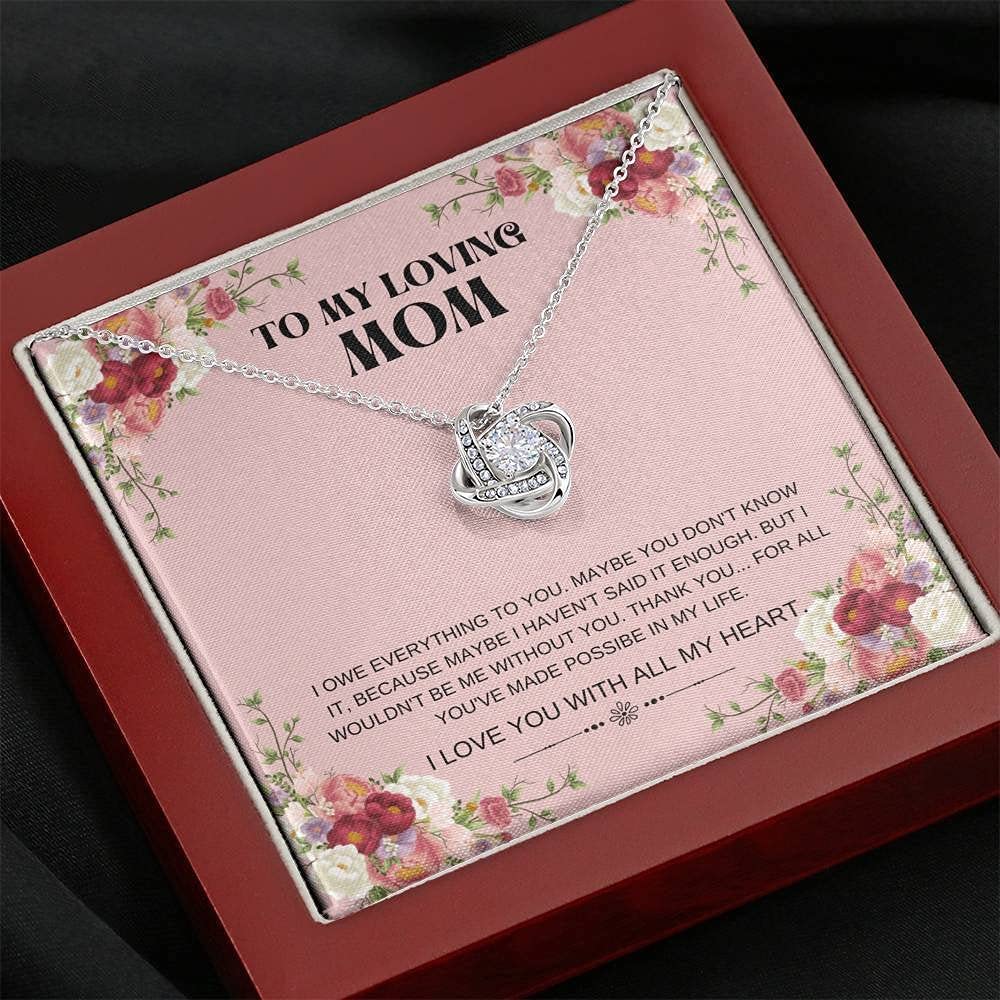 Personalized Love Knot Necklace for Mom - 'No Me Without You' Engraved Mother's Jewelry - Perfect Mother's Day Gift from Daughter or Son - Elegant Necklace for Women, Birthday Present, Anniversary Keepsake - Ideal for Everyday Wear, Special Occasions & Heartfelt Gifting