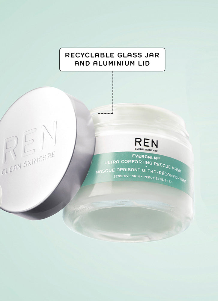 REN Clean Skincare Evercalm Ultra Comforting Rescue Mask - Soothing Facial Mask for Sensitive Skin, Redness Relief & Hydration - Perfect for Post-Treatment, Dry Skin & Nighttime Skincare Routine