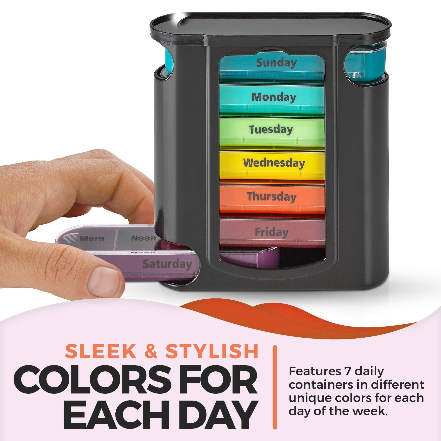 Premium Stackable Daily Pill Organizer 2-Pack - 7-Day AM/PM Weekly Medication Reminder with 4 Daily Compartments - Ideal for Vitamins, Supplements & Travel - Perfect for Home, Office & Vacation Use