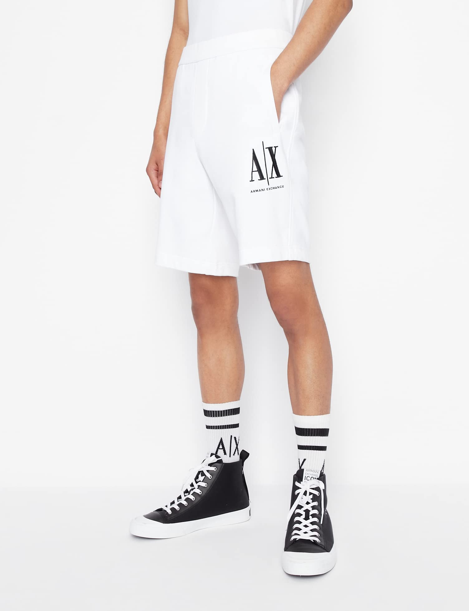 Armani Exchange Men's Embroidered Logo Shorts - Casual Comfort for Summer & Gym | Stylish Athletic Shorts for Men