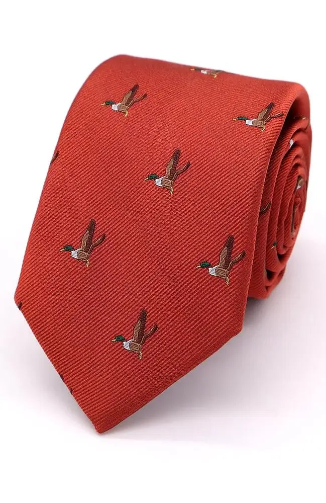 LA Smith Country & Hobby Flying Duck Silk Necktie - Elegant Duck Pattern Tie for Business, Wedding & Formal Occasions