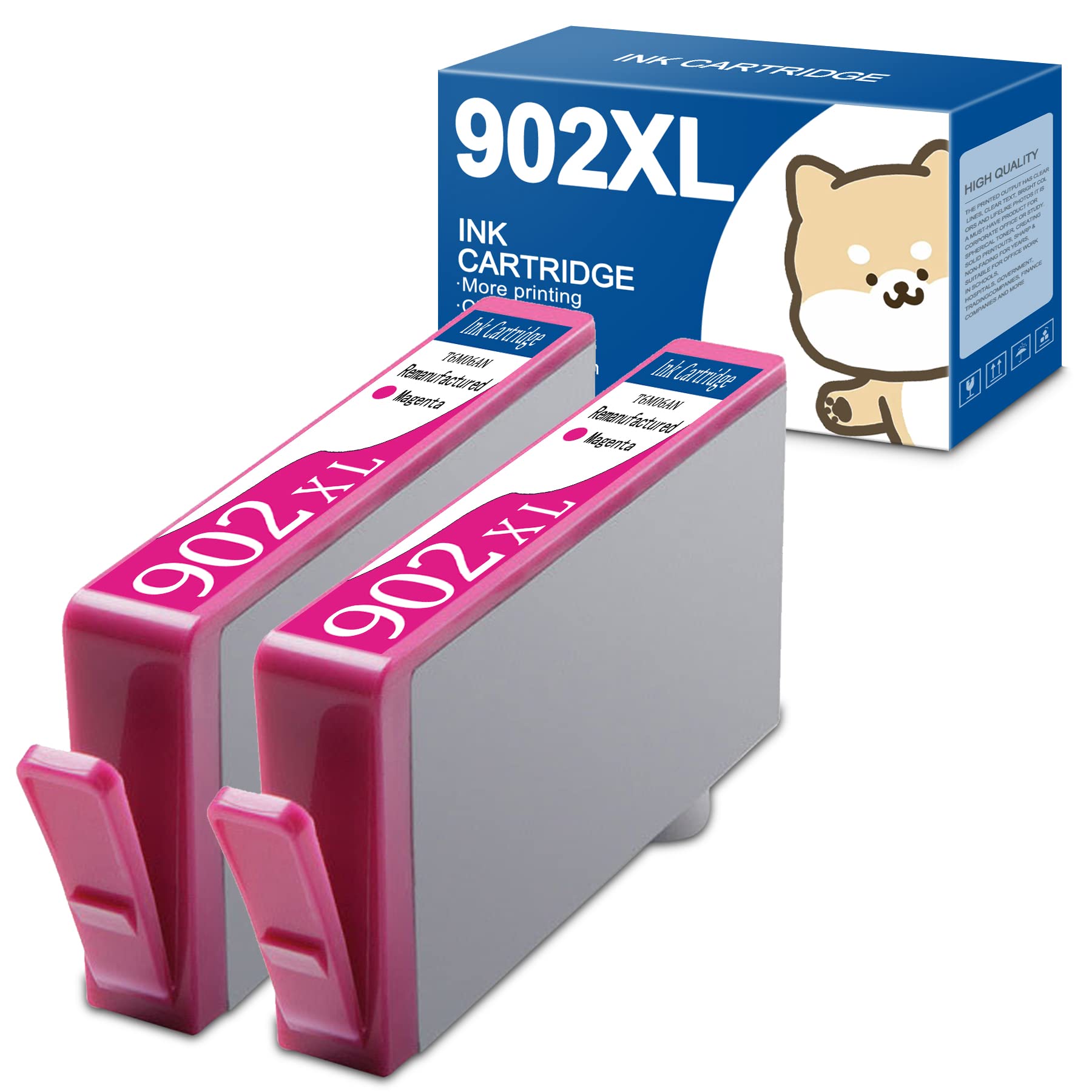 YIFEIL Remanufactured 902XL/T6M06AN Ink Cartridge (2 Pack, Magenta) - Compatible with HP OfficeJet 6951/6954/6958/6962/Pro 6961/6968/6970/6978/6971/6975 Printers - Perfect for Home Office Printing & Document Projects