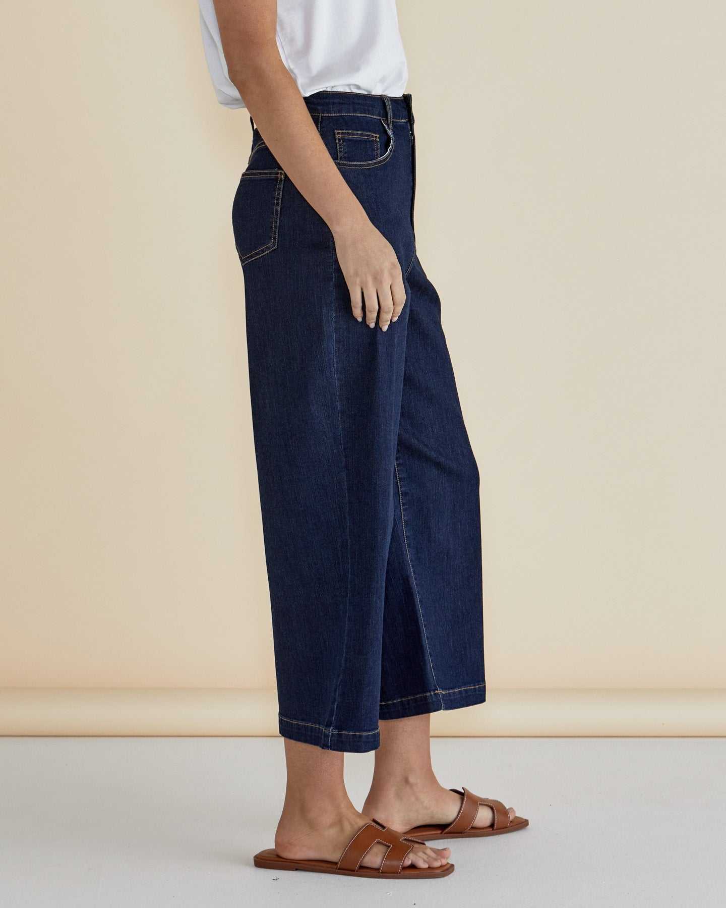 Betty Basics Bella Relaxed Crop Jeans for Women - High Waist Stretch Denim Pants in Deep Indigo Rinse | Casual Comfort for Everyday Wear, Weekend Outfits & Street Style Fashion