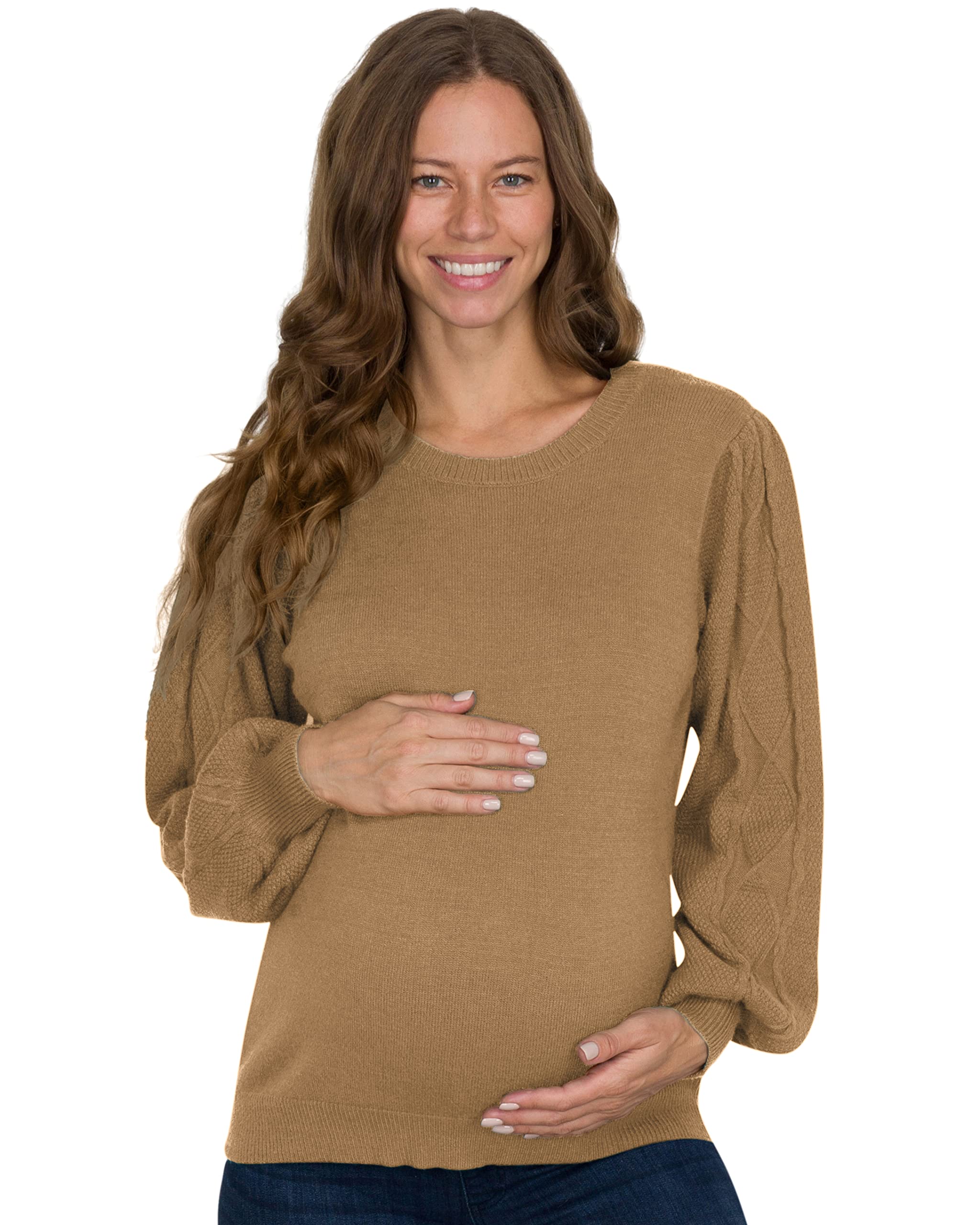 Eliana Cable Knit Maternity Sweater for Pregnancy - Soft Comfortable Long Sleeve Nursing Sweater for Women - Perfect for Winter, Baby Showers & Breastfeeding