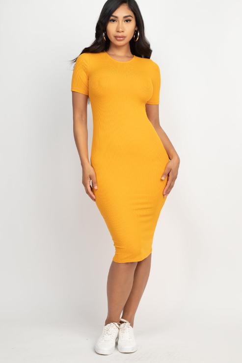 Stylish Ribbed Bodycon Midi Dress for Women - Slim Fit Stretchy Party & Night Out Outfit - Perfect for Club, Date Night, and Special Occasions
