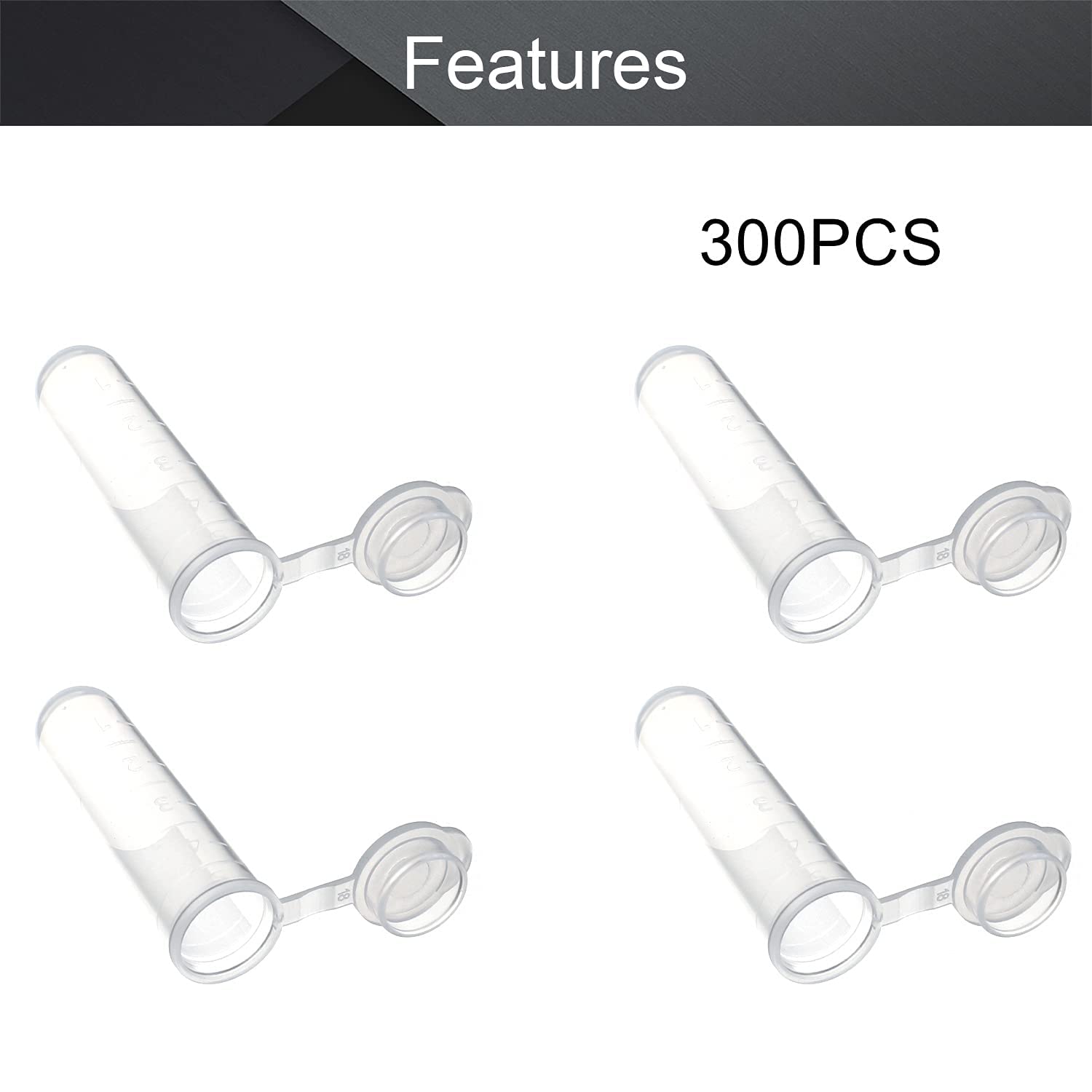 300Pcs 4ML Plastic Microcentrifuge Tubes with Snap Caps - Small Sample Storage Vials for Laboratory, DNA/RNA Testing, PCR Experiments & Scientific Research - Durable Plastic Test Tubes for Lab Use