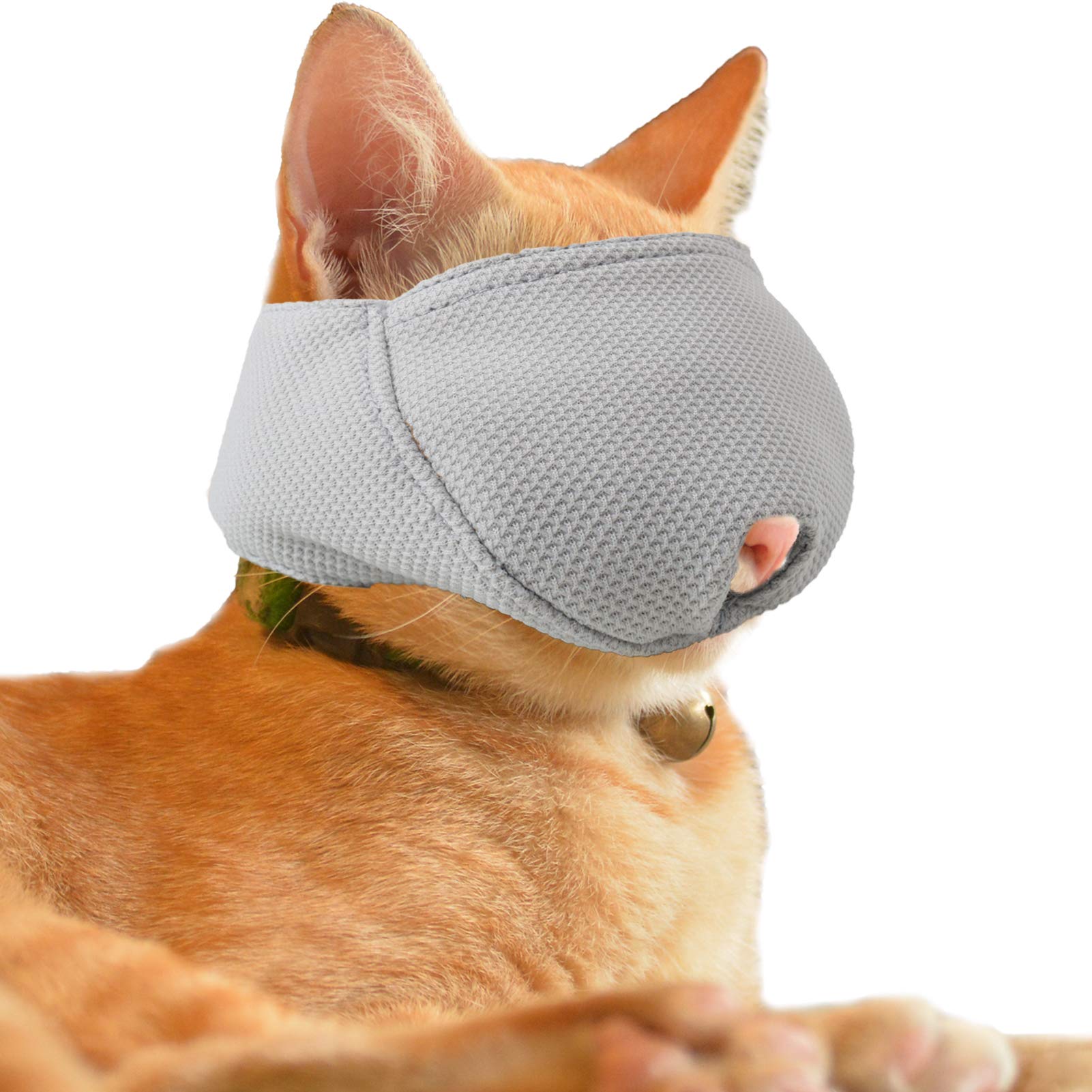 Breathable Cat Muzzle with Soft Mesh - Anti-Biting Chewing Grooming Mouth Guard for Small Cats (XS, Grey) | Perfect for Vet Visits, Nail Trimming & Pet Grooming Sessions