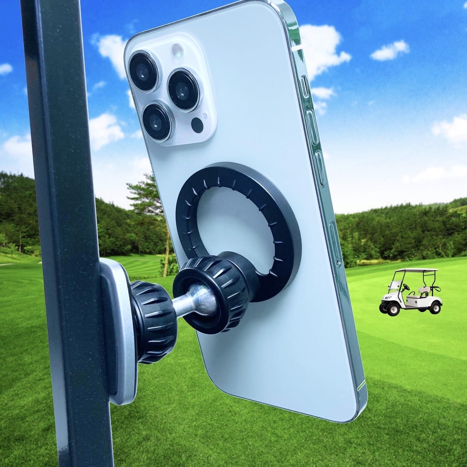 Upgraded Magnetic Golf Cart Phone Holder for MagSafe - Compatible with iPhone 16/15/14/13/12 Series - Secure Mount for Golfing & Outdoor Activities