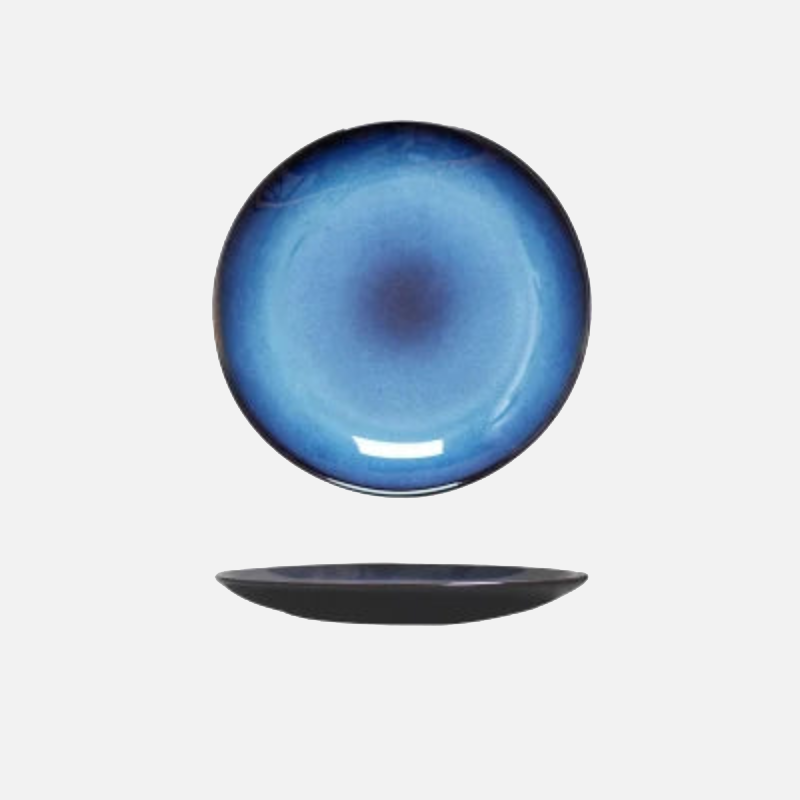 Vibrant Glaze Ceramic Shallow Plate - 8 Inch Appetizer Dish for Tapas, Desserts & Party Serving | Durable & Stylish Dinnerware for Home & Restaurant Use