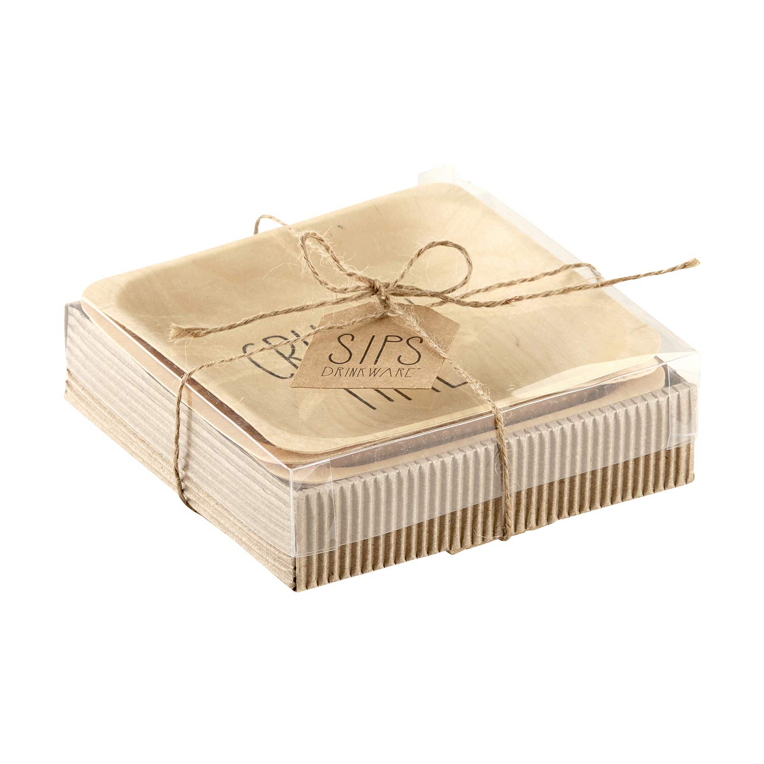 Eco-Friendly Birchwood Disposable Plates - Small Size for Parties, Picnics & Events | Creative Brands SIPS Crunch Time