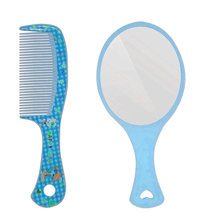 Premium Corpwell Hand Mirror with Comb Set - Perfect Gift for Women & Girls - Travel & Everyday Use - Compact & Stylish Blue Design - Ideal for Home, Travel, & Makeup Touchups