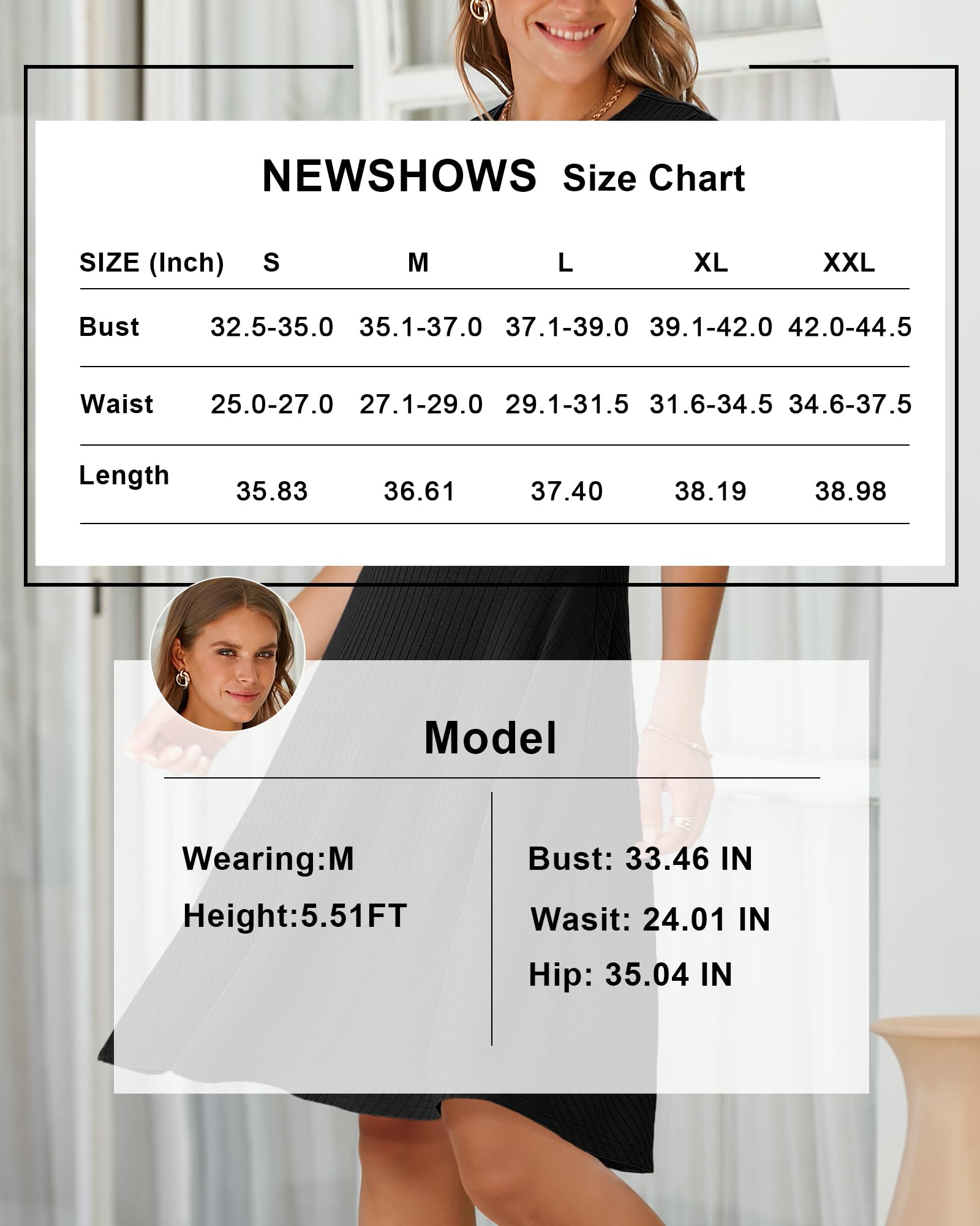 Newshows Women's 2025 Summer Short Sleeve Ribbed Knit A-Line Swing Dress - Casual Beach Vacation Sundress with Pockets | Perfect for Pool Parties, Tropical Getaways & Summer Outings