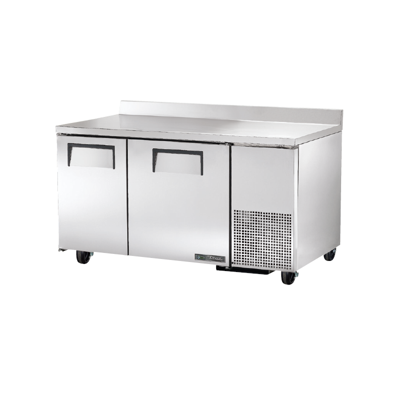 True 60 Worktop Refrigerator with 2 Solid Doors - Commercial Grade Stainless Steel Undercounter Fridge for Restaurants, Bars, and Kitchens