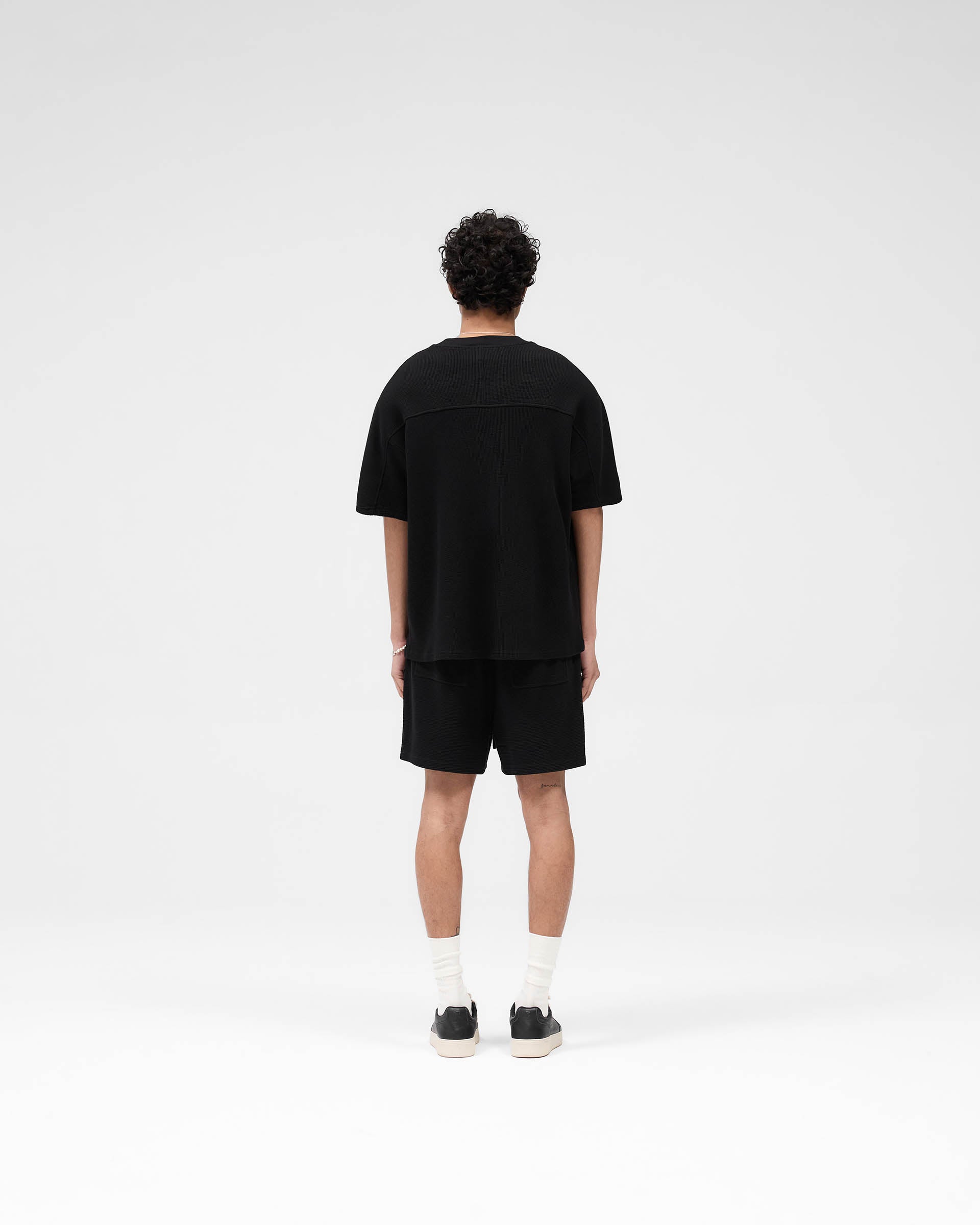 Waffle Shorts for Men - Breathable & Comfortable Black Cotton Lounge Shorts - Perfect for Gym, Running, and Summer Outdoor Activities