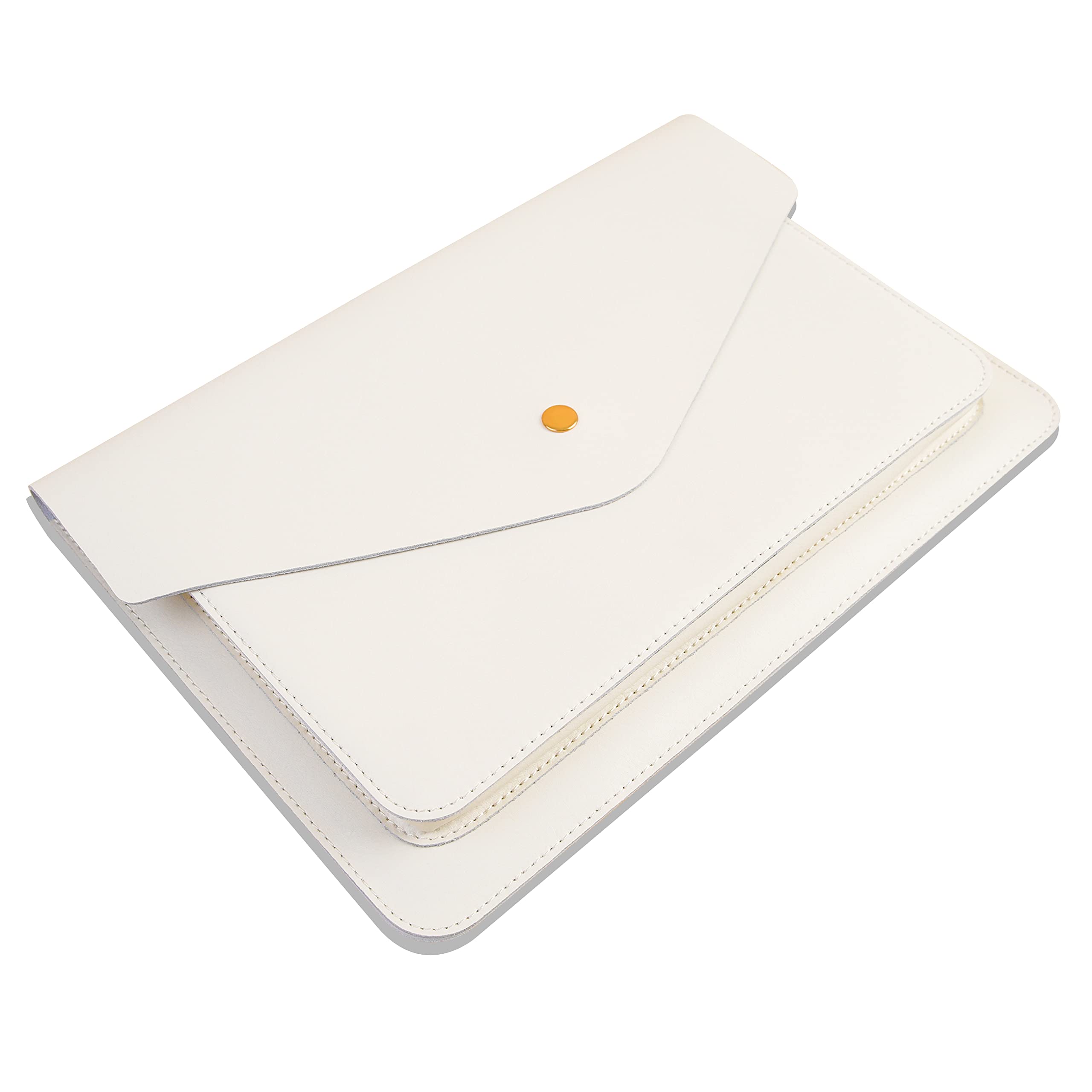 Premium Genuine Leather Laptop Sleeve for 15-inch MacBook Air 2024 & Surface Laptop 15 | Slim Protective Case for MacBook Pro 15, Surface Book 13.5 | Elegant White | Perfect for Office, Travel & Daily Commute