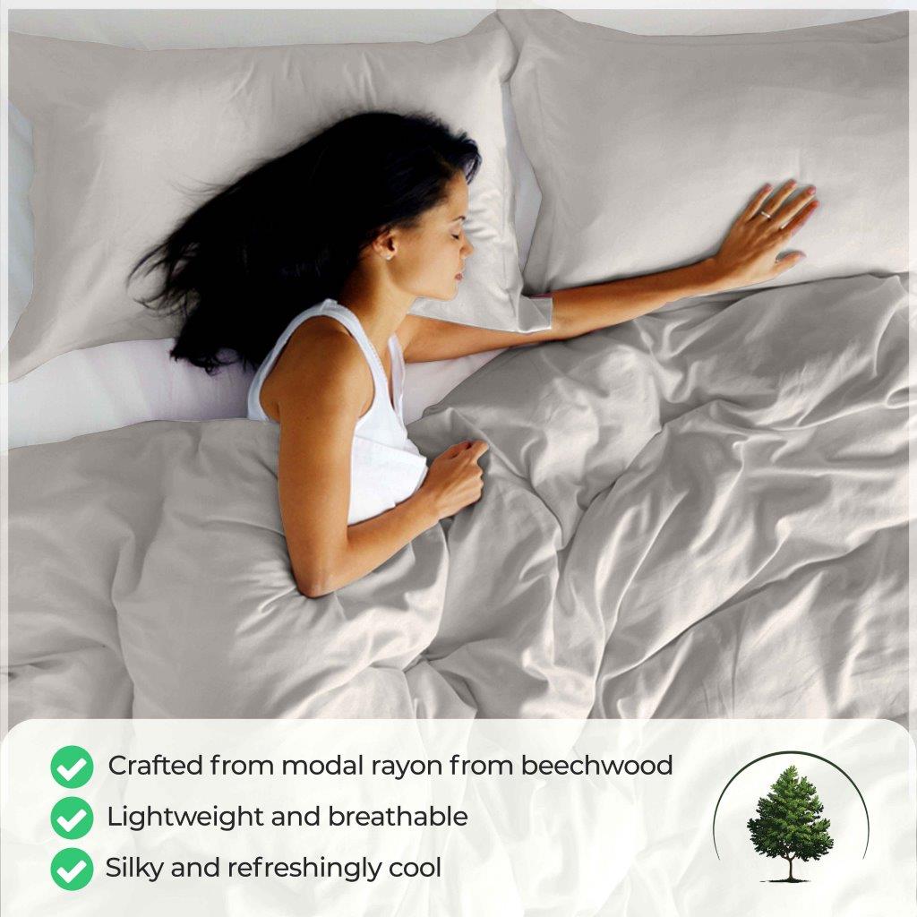 Premium 400 Thread Count Modal Duvet Cover Set from Beechwood - Ultra Soft & Breathable Bedding for All Seasons - Perfect for Master Bedroom, Guest Room, and Luxury Hotels
