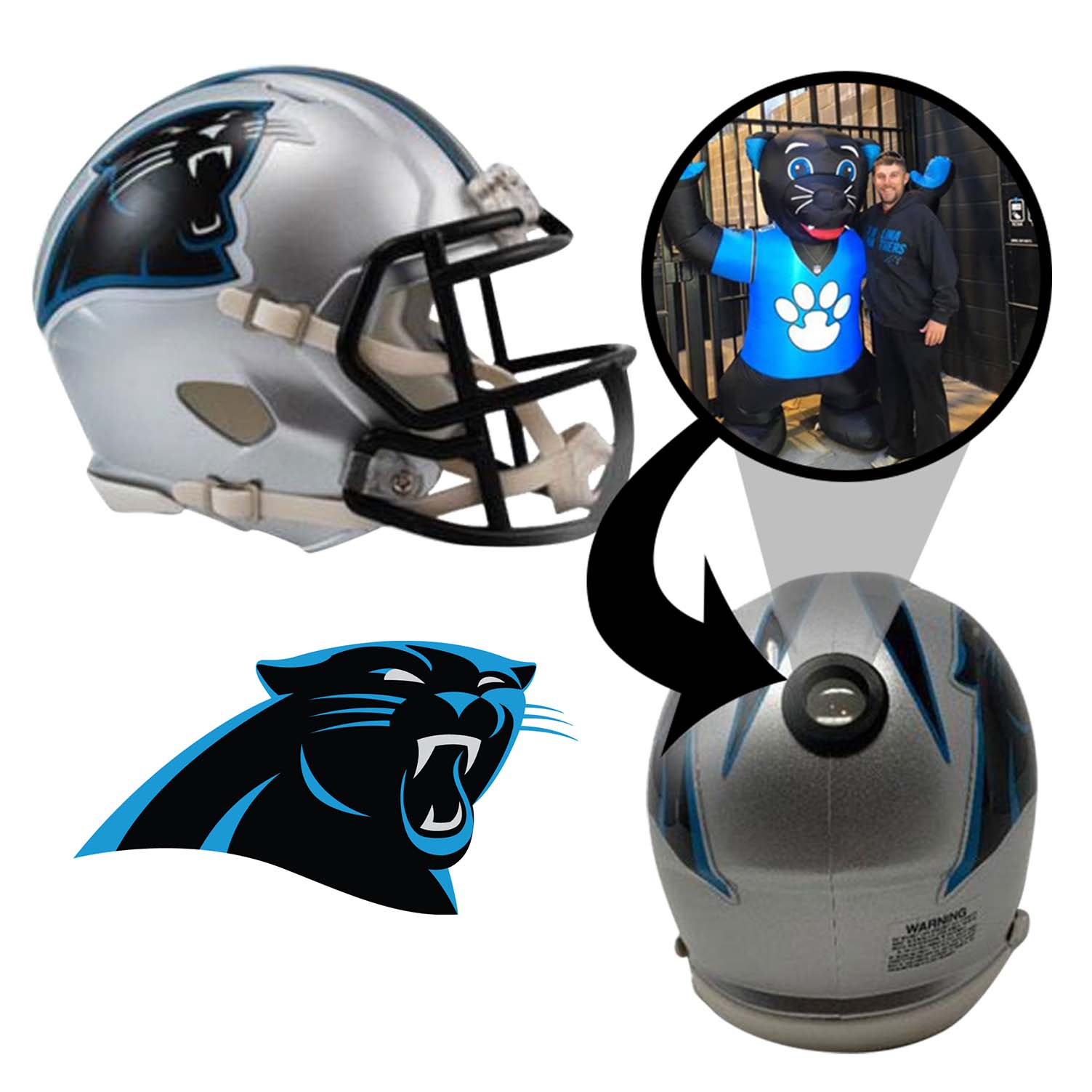 Carolina Panthers NFL Mini Helmet with Display Case - Collectible Football Memorabilia for Fans, Home & Office Decor, Sports Gifts for Men