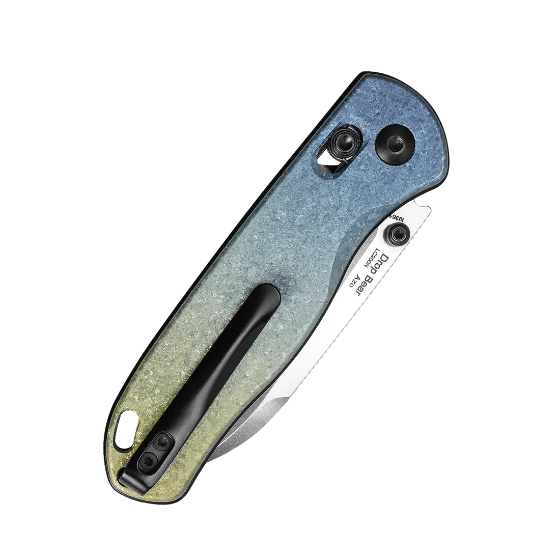 Kizer Ki3619A3 AZO Drop Bear Folding Knife - LC200N Stonewashed Drop Point Blade & Gradient Titanium Handles - EDC Pocket Knife for Outdoor Camping, Hiking and Survival Gear