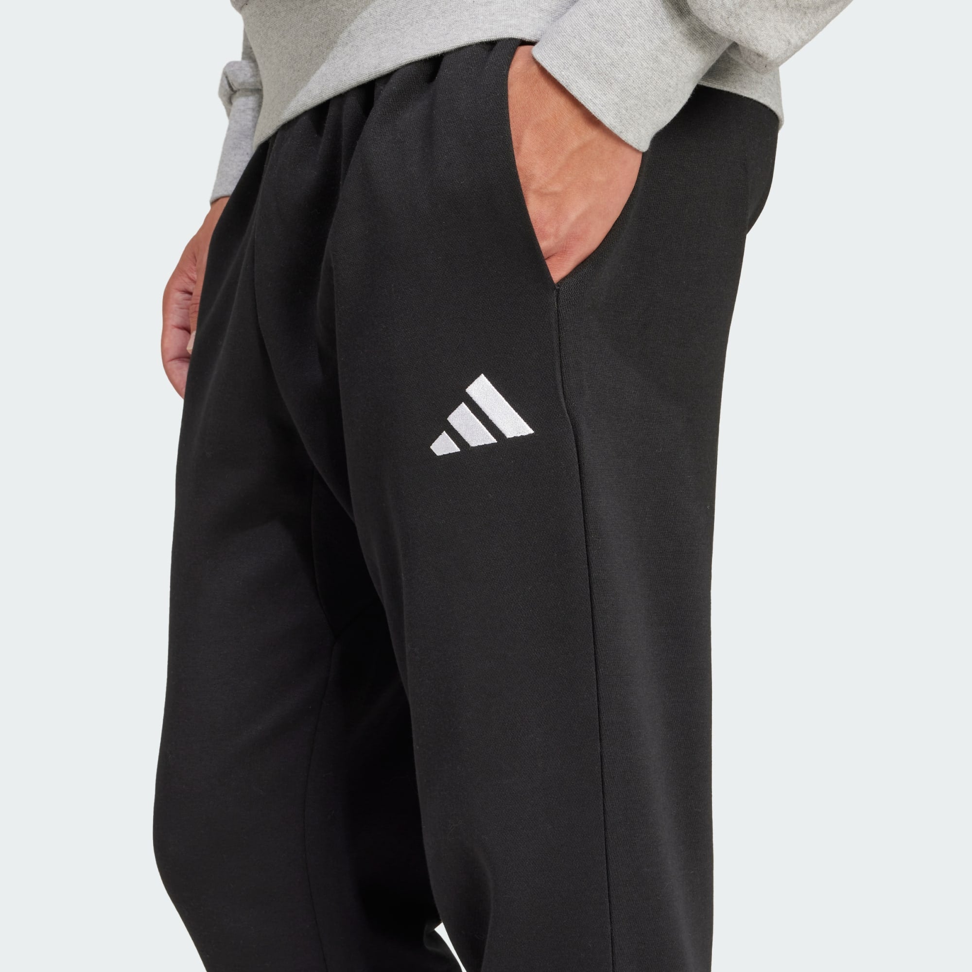 Adidas Men's Essentials FeelCozy Fleece Sweatpants - Black | Comfortable & Warm Casual Pants for Lounge, Workout & Everyday Wear