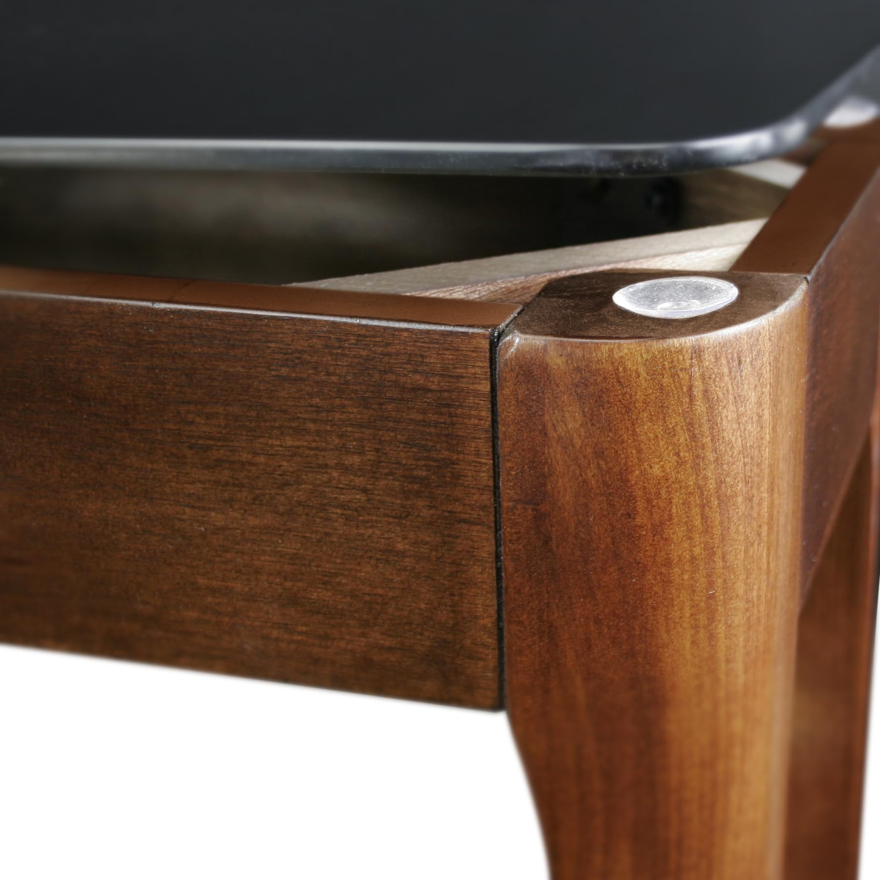 Leick Home 11105 Obsidian Glass Top Narrow Side Table with Shelf - Chestnut & Black Glass - Perfect for Living Room, Bedroom & Small Spaces