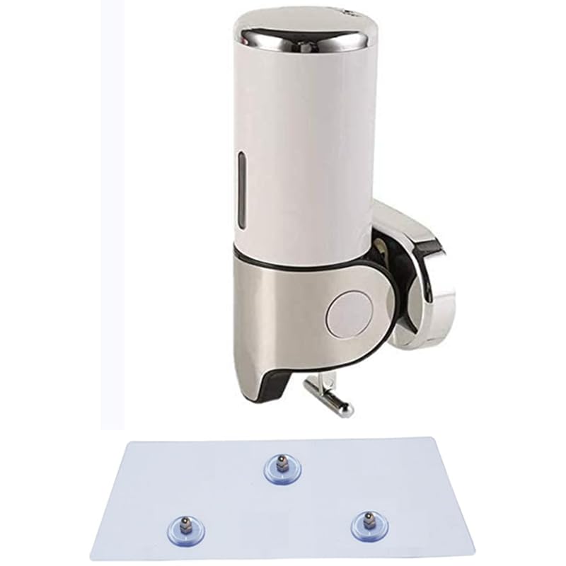 500ml Wall Mounted Soap Dispenser - No Drill Manual Press Shower Liquid Dispenser for Shampoo & Soap, Bathroom Kitchen Hotel Use (Silver) - Perfect for Spa, Gym & Home Decor