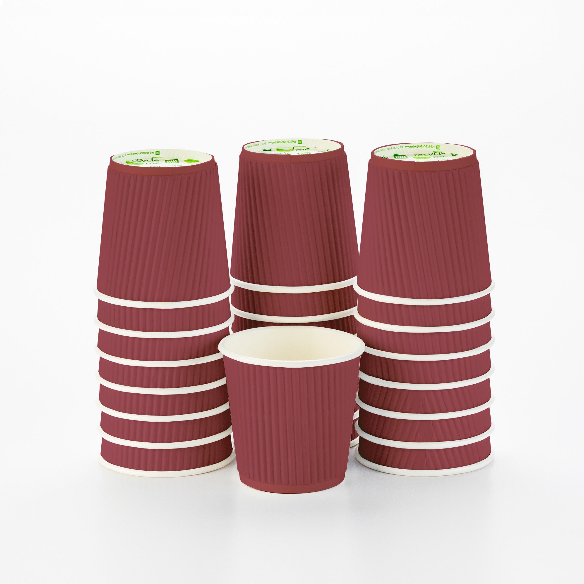 Premium 4 oz Crimson Red Paper Coffee Cups with Ripple Wall Design - 2.5