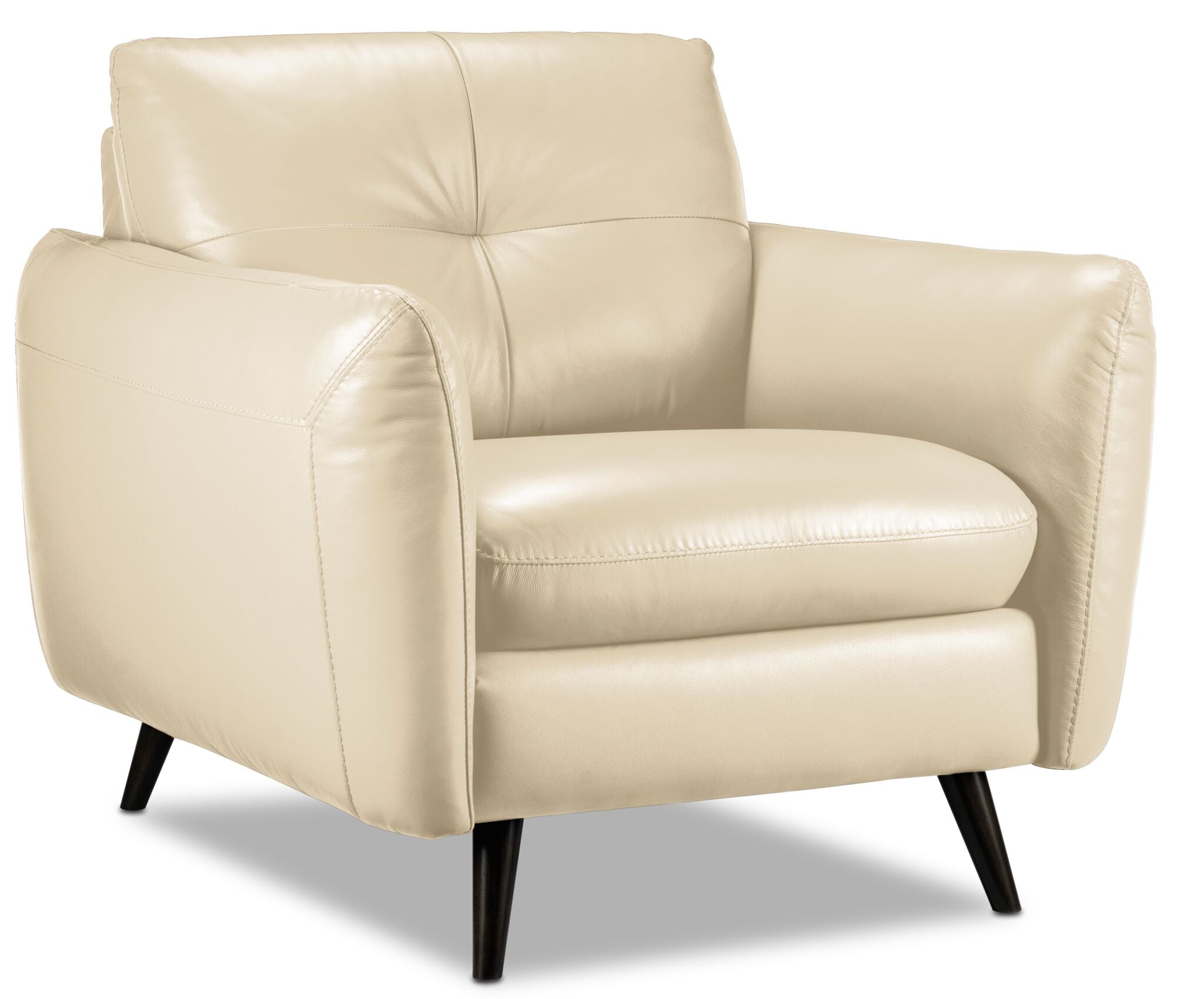 Carlino Genuine Leather Accent Chair in Bisque - Stylish & Comfortable Living Room Seating for Home, Office, or Lounge