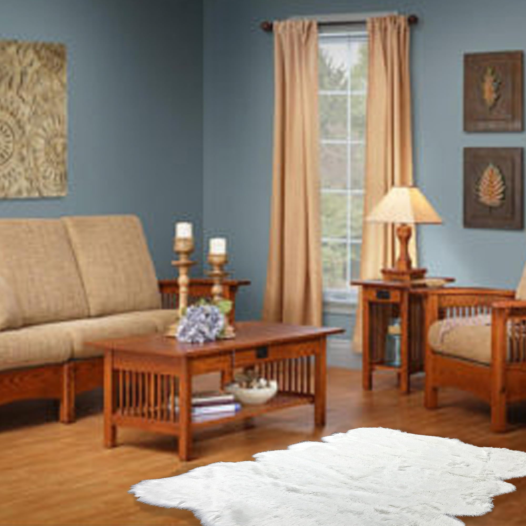 Luxury White Faux Fur Shag Area Rug - Soft Plush Sheepskin Carpet with Sculpted Edge - 3'x6' Gray Rectangle Accent Rug for Living Room, Bedroom & Nursery Decor