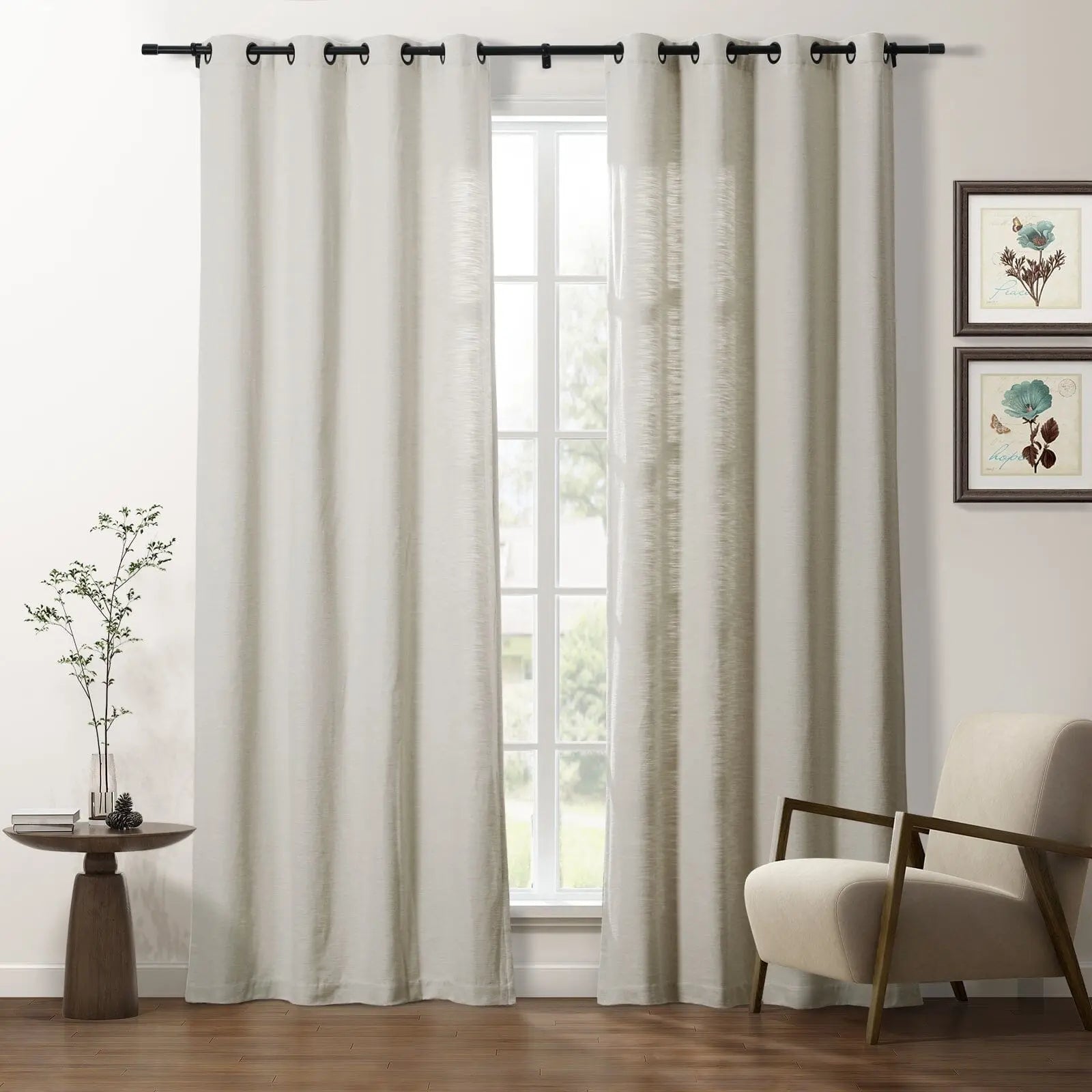 Premium Cotton Blend Blackout Grommet Curtains for Living Room & Bedroom - Noise Reducing & Light Blocking Window Drapes - Cloe Collection (Set of 2 Panels) - Perfect for Home Decor, Office, and Hotel Use