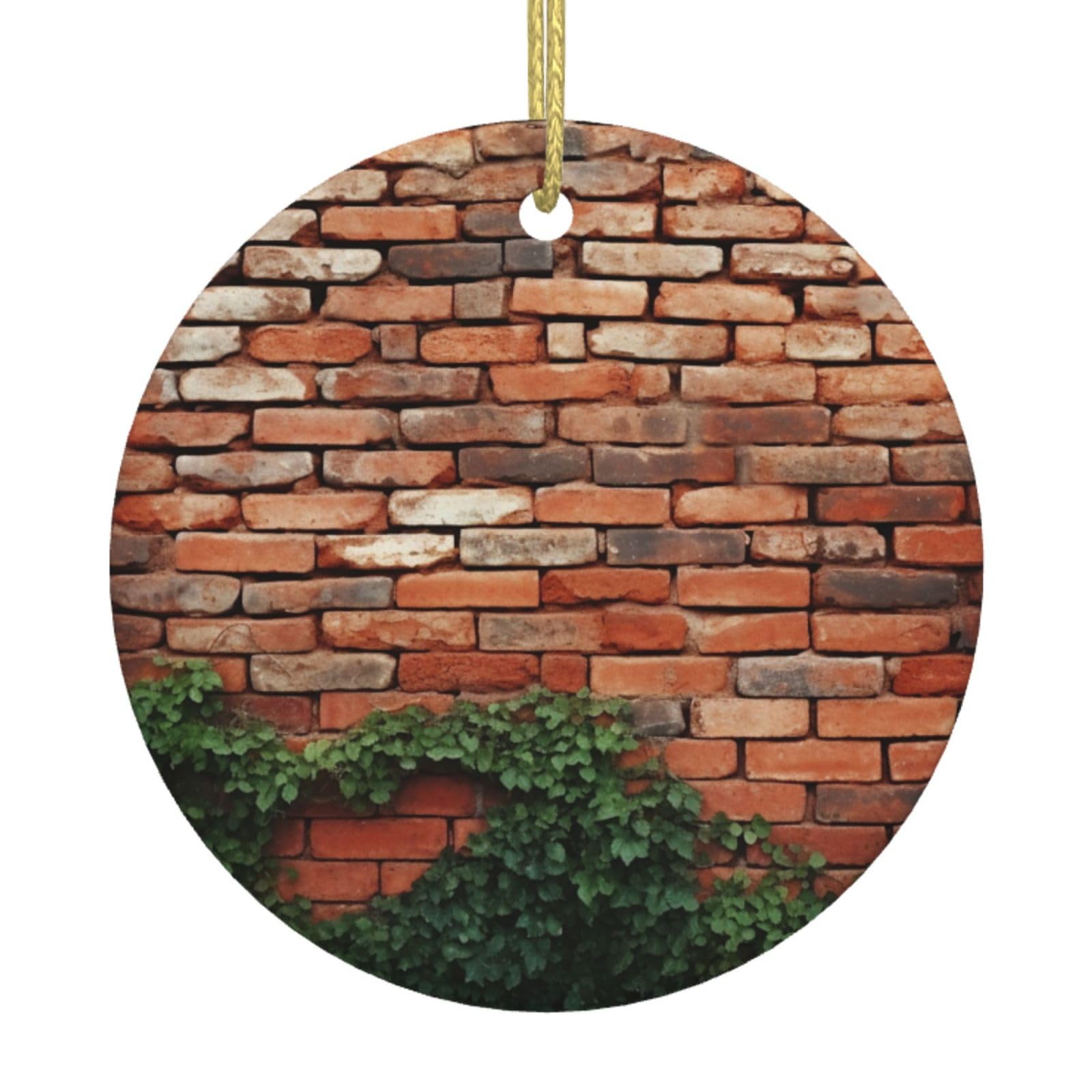 Christmas Tree Ceramic Hanging Ornaments - Round Gold Ribbon Decor for Brick Wall, Holiday Tree & Home Decor - Perfect for Christmas Decorations, Gift Giving & Festive Party Decor