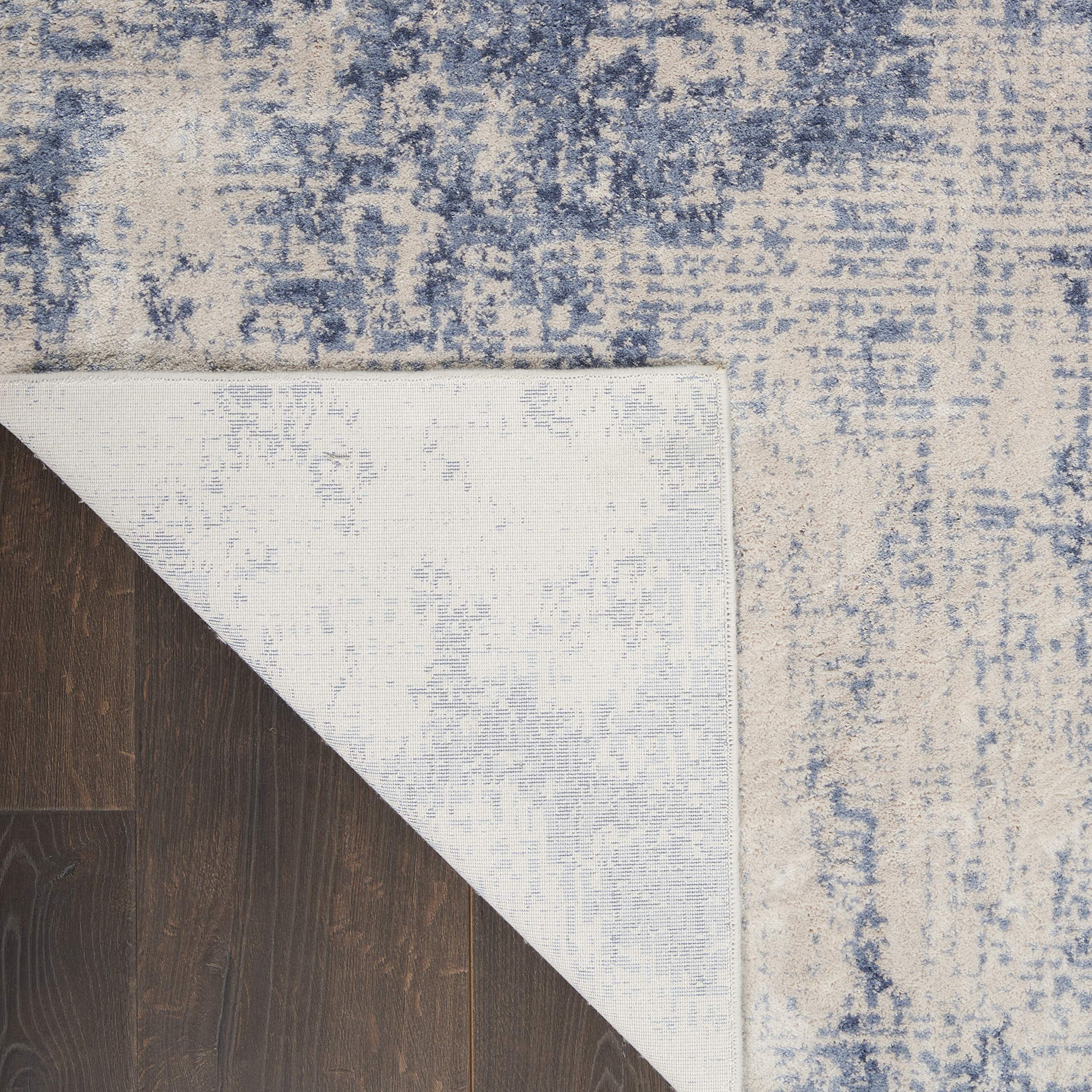 Nourison Sleek Textures Abstract Ivory/Blue 5'3