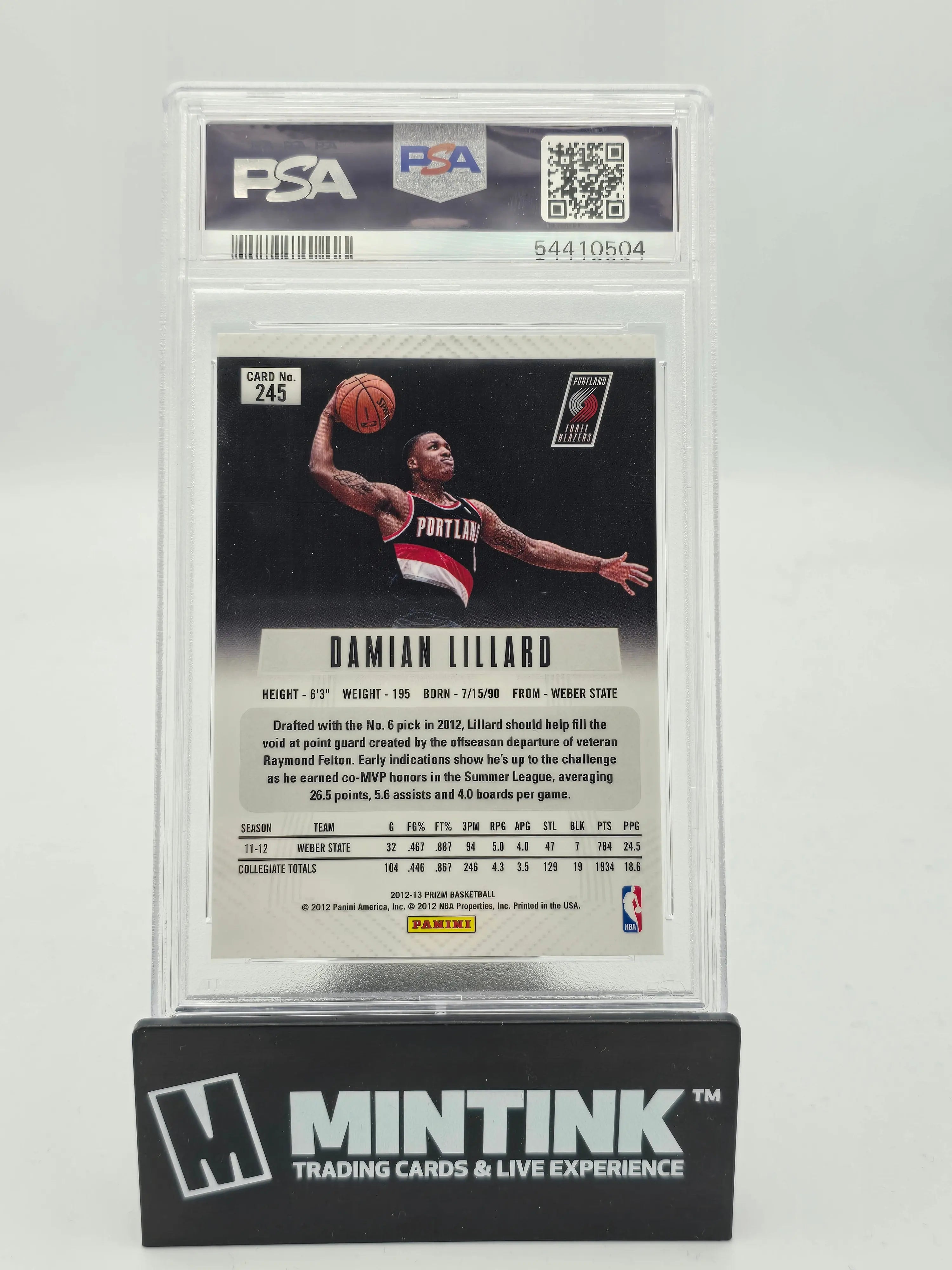 2012 Panini Prizm Basketball Damian Lillard RC Rookie Card #245 PSA 9 Mint - Perfect for Collectors, Investment & Sports Memorabilia Displays