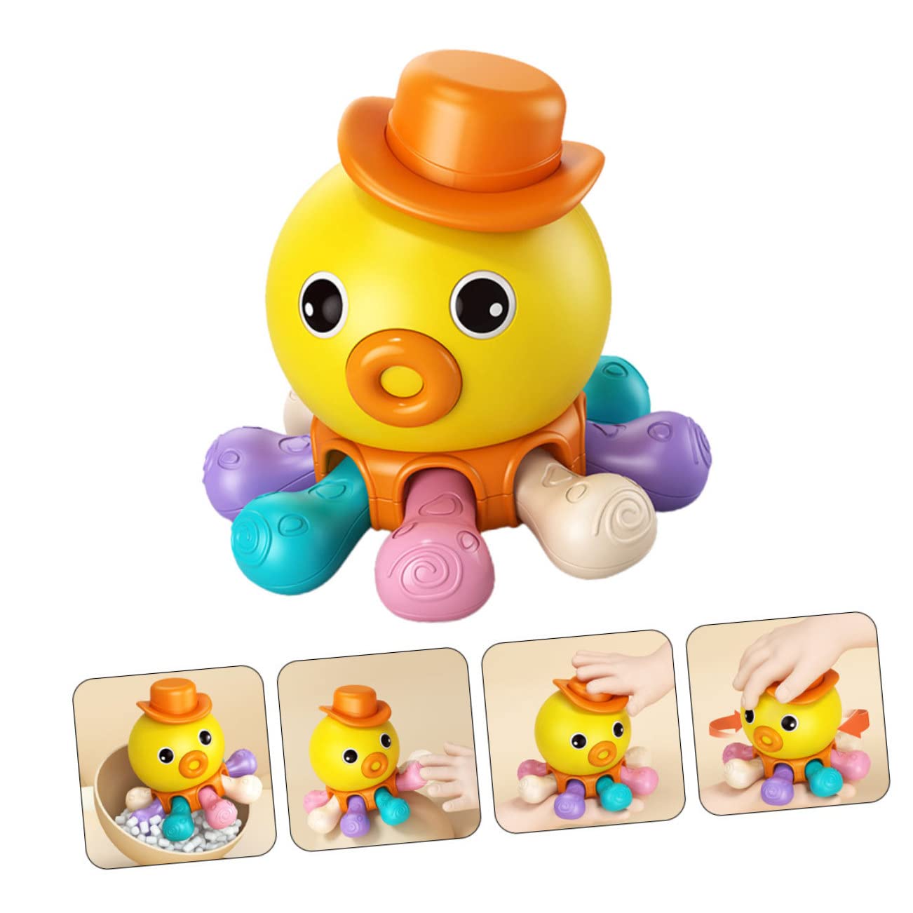 DRESSOOS Wind-Up Swimming Octopus Toy - Orange Bath Tub & Shower Water Toy for Kids - Fun Bathtime Clockwork Animal Toy for Toddlers & Children - Perfect for Pool Parties, Bath Playtime & Sensory Water Activities