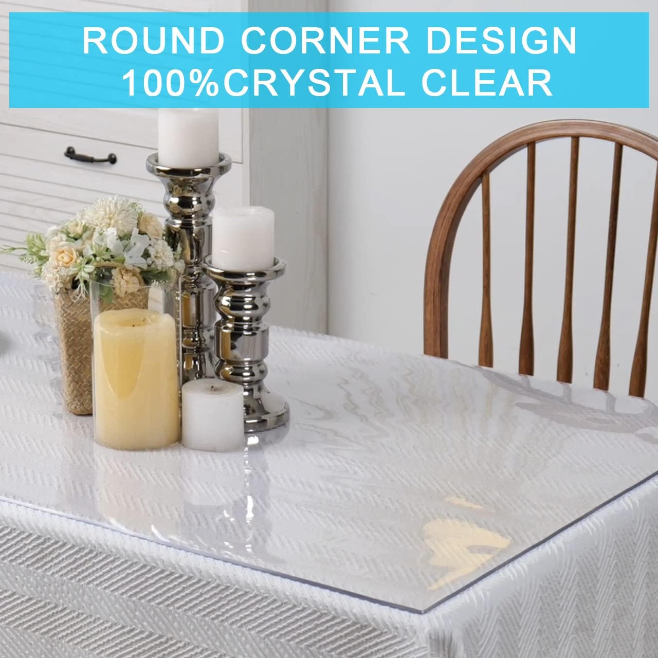 1.5mm Thick Clear PVC Table Cover Protector - 20x20 Inch Square Waterproof Plastic Tabletop Pad for End Tables, Nightstands, Side Tables - Non-Slip Surface for Patio, Garden, Painting & Office Desks - Durable Crystal Clear Protection for Indoor & Outdoor Use