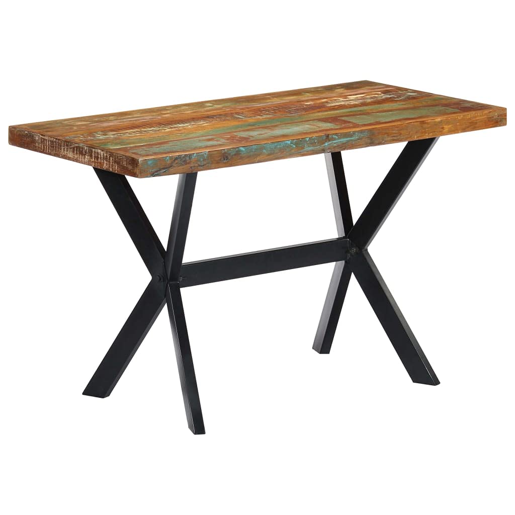 Rustic Farmhouse Dining Table with Solid Reclaimed Wood Tabletop & Steel Legs - Perfect for Kitchen, Living Room, Bar, and Indoor Dining Spaces