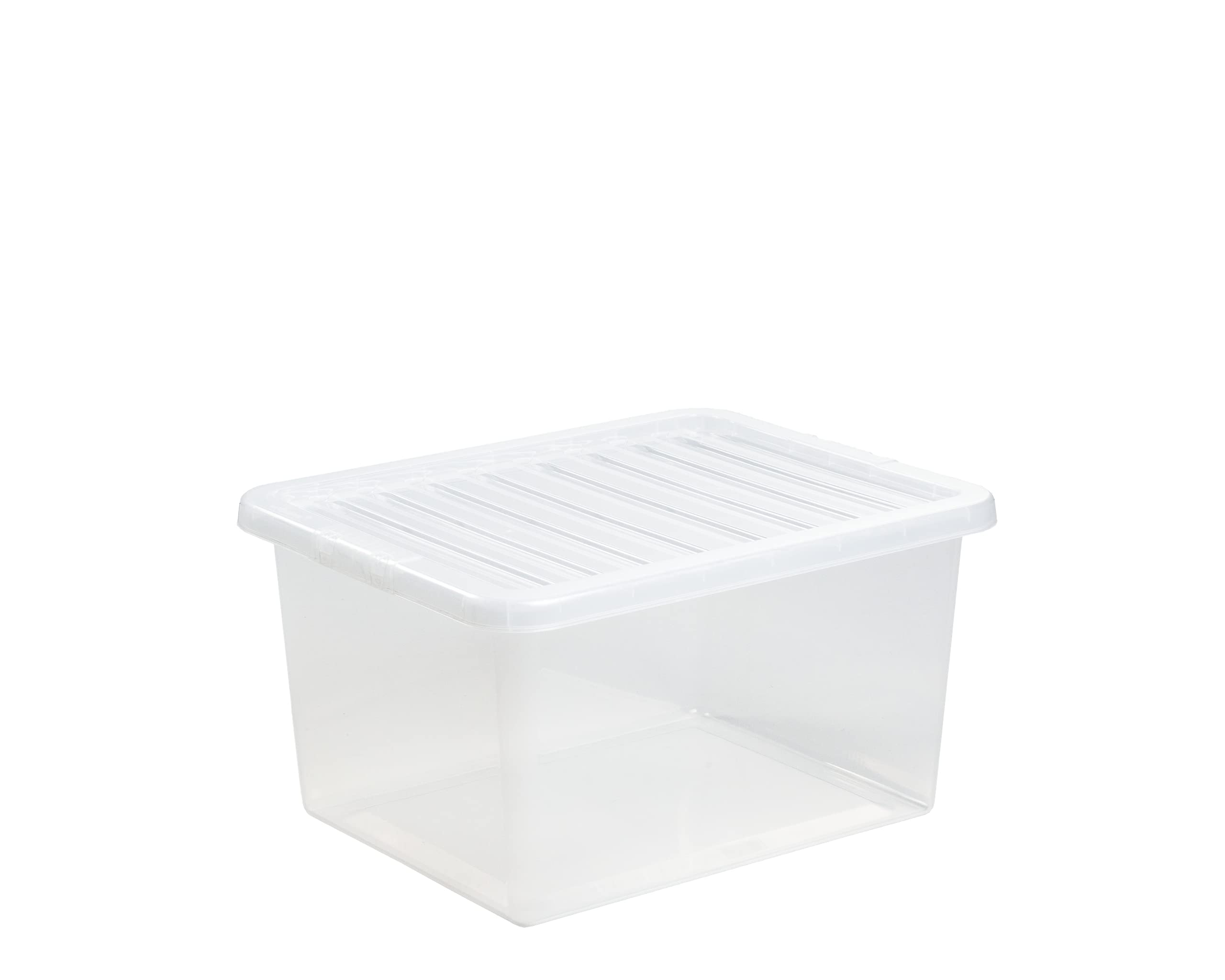 Clear Plastic Storage Boxes with Lids - 35L Large Stackable & Nestable Organizer Containers for Home, Office & Closet (Set of 10, 18.9