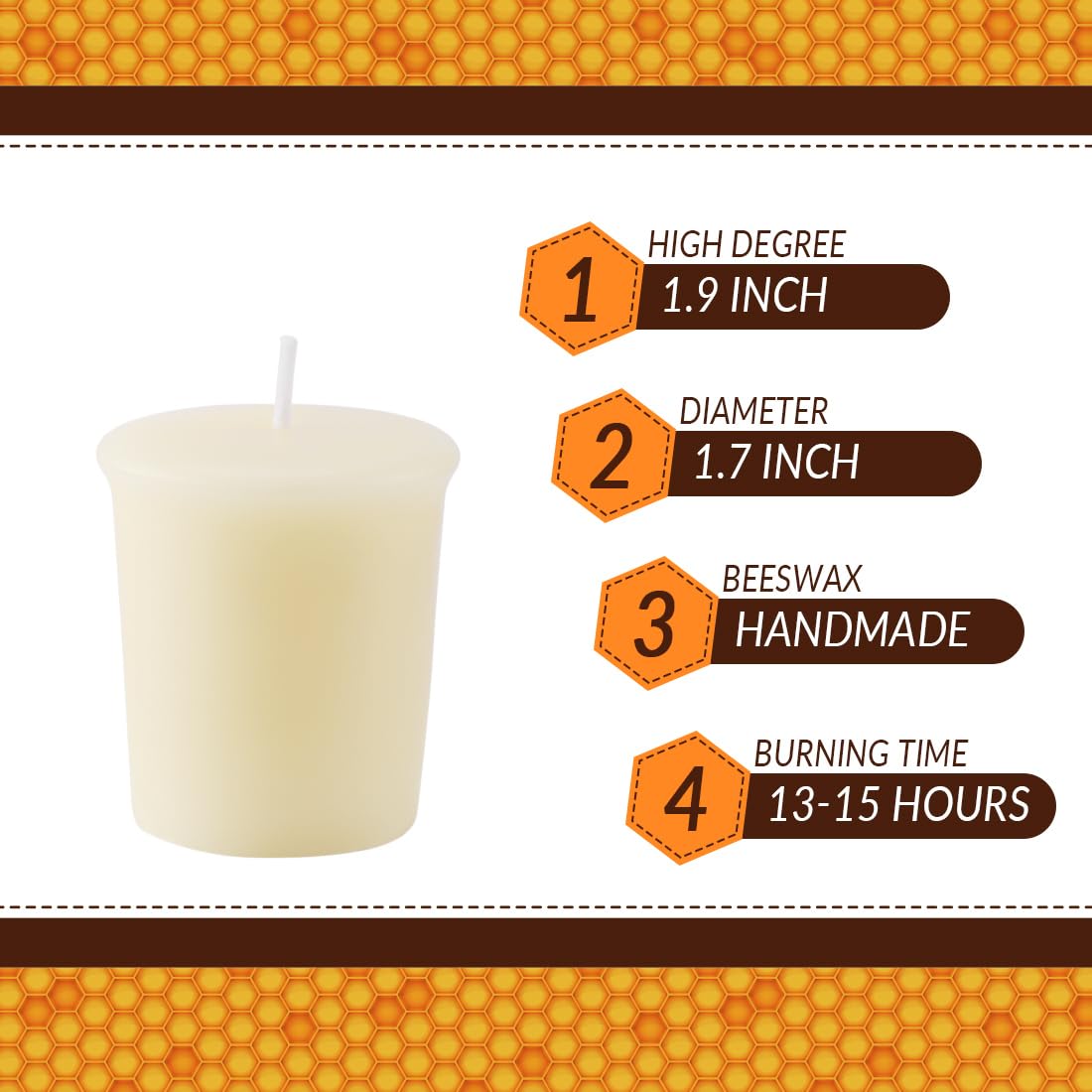 Pure White Beeswax Votive Candles - 6 Pack Natural Unscented Candles for Home Decor, Wedding Centerpieces, Spa Relaxation & Romantic Ambiance