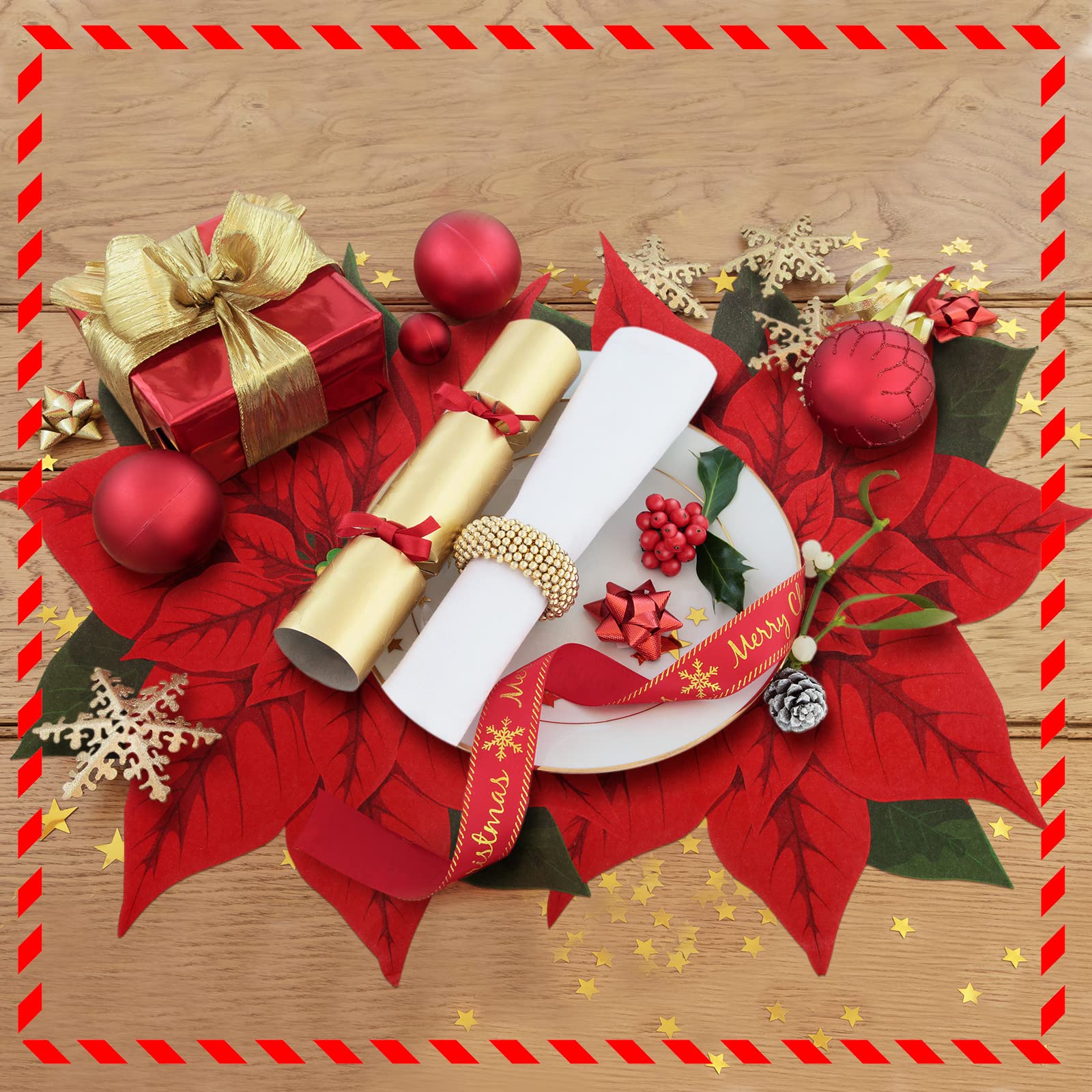 36-Piece Christmas Paper Placemats Set - Holiday Poinsettia & Snowman Designs for Festive Table Decor | Perfect for Christmas Dinner, Party, and Home Decoration