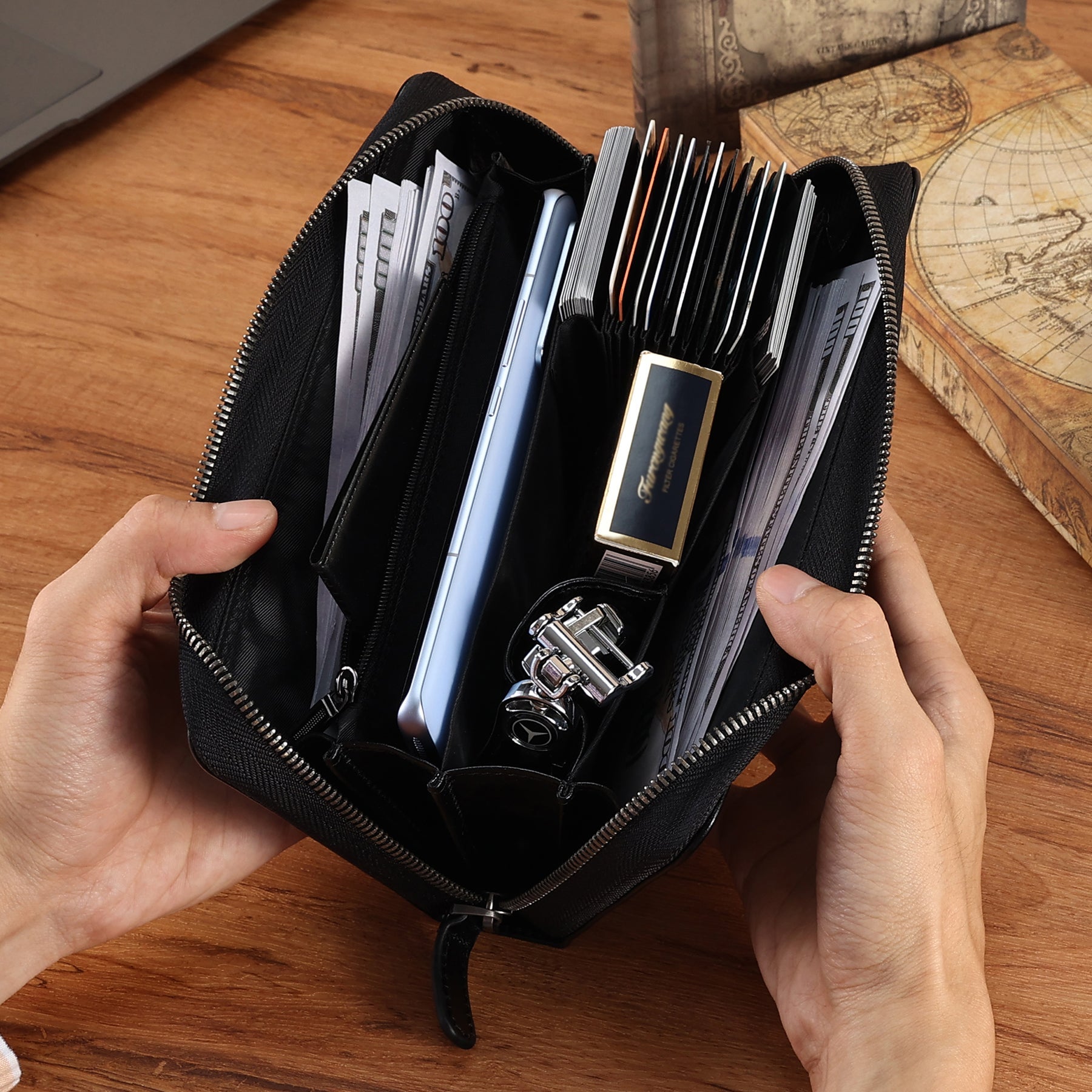 Men's RFID Blocking Leather Wallet - Slim Bifold Wallet for Men with Credit Card Slots & ID Window - Perfect for Travel, Business & Everyday Use