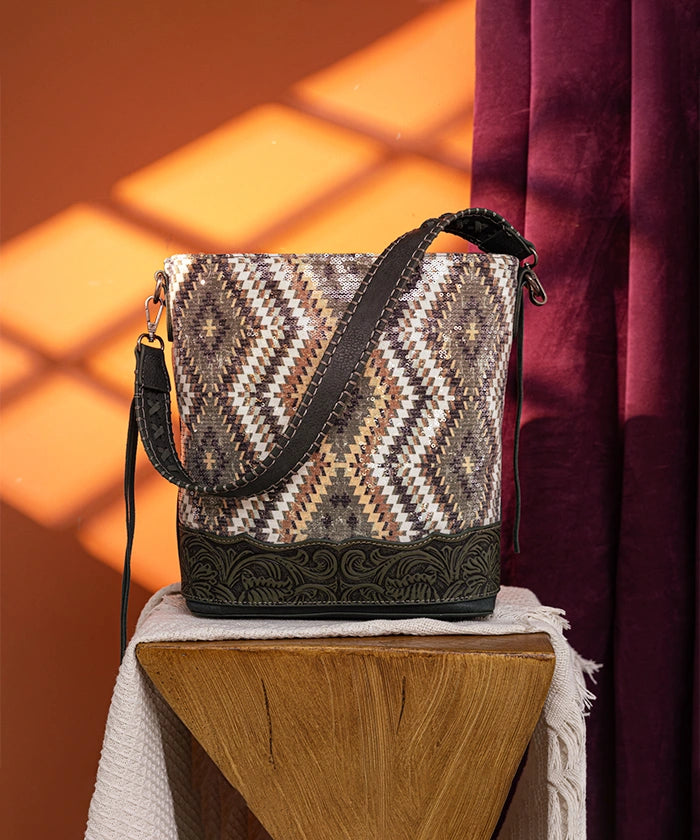 Montana West Sequined Aztec Concealed Carry Hobo Bag - Stylish & Functional Crossbody Purse for Women | Perfect for Everyday Use, Travel & Concealed Carry