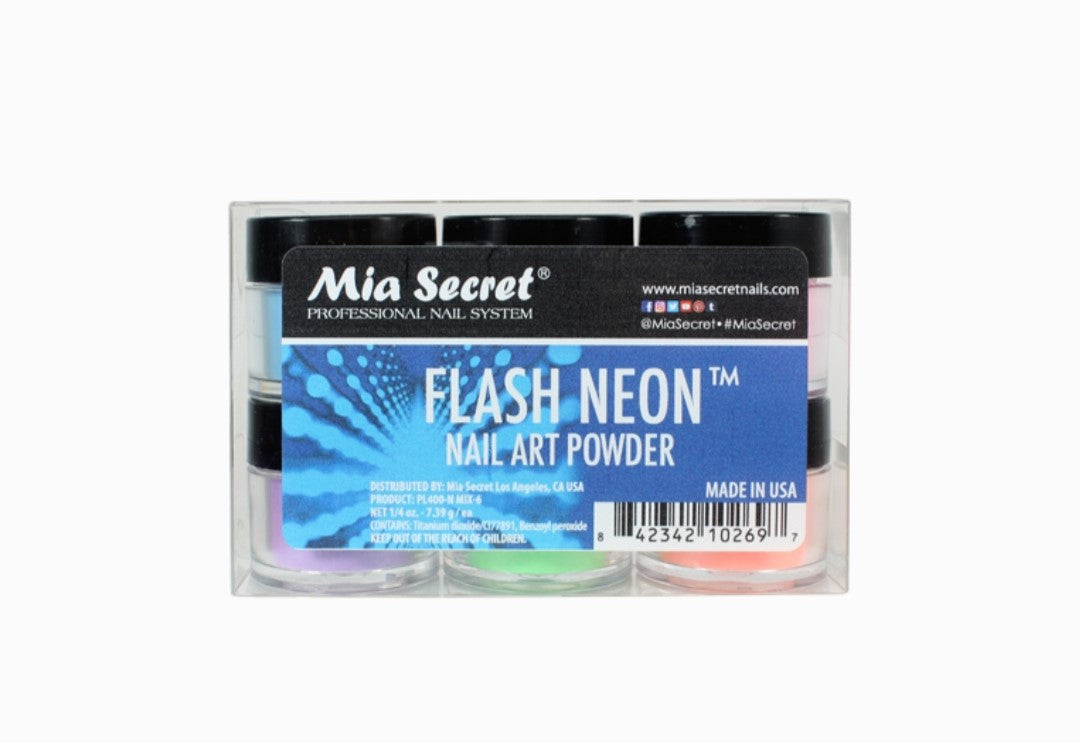MIA SECRET Neon Acrylic Nail Polish Set - Vibrant Flash Colors for Nail Art & Salon Use - Perfect for Parties, Halloween, and Festive Occasions
