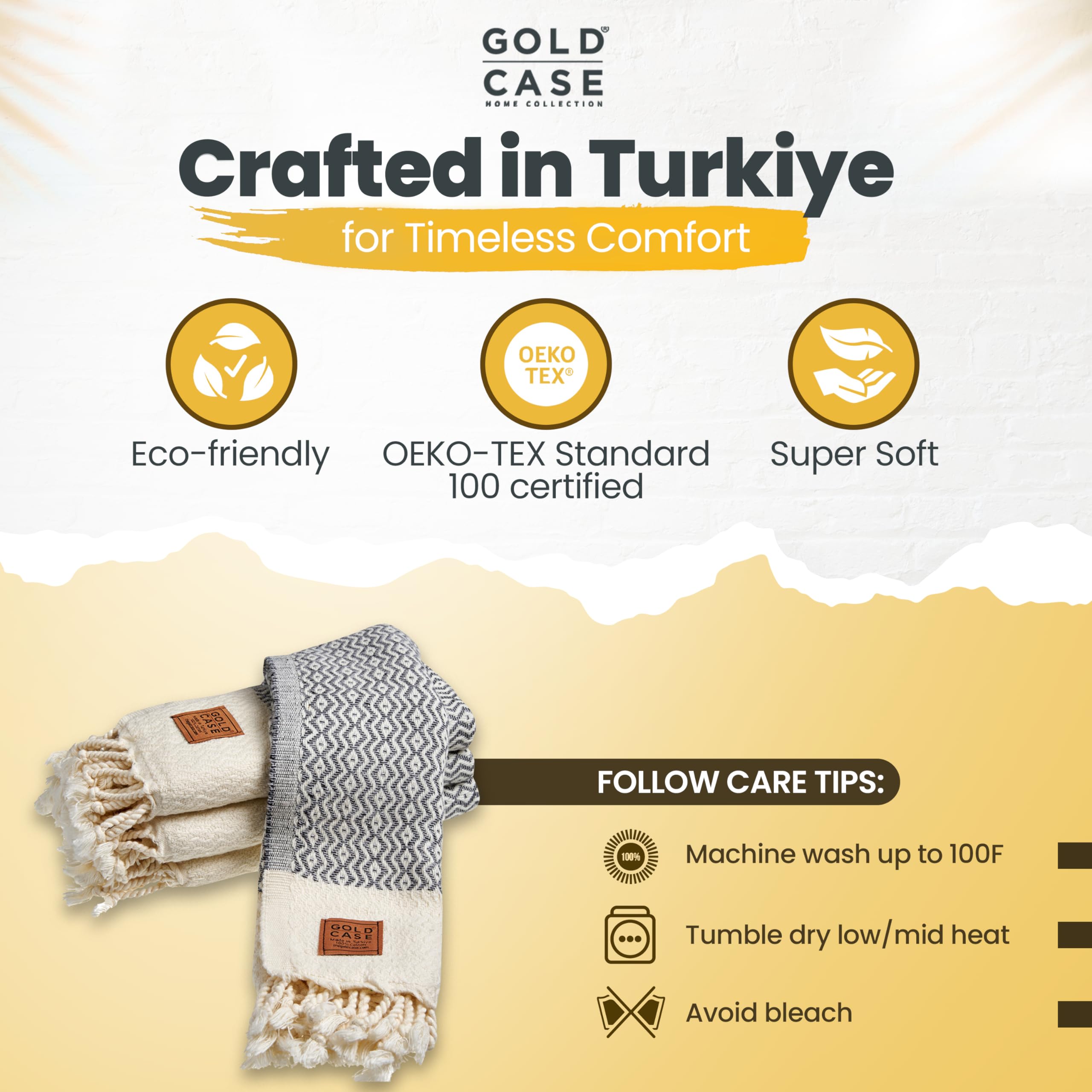 Premium 100% Cotton Turkish Hand Towels Set of 4 - 20x40 Inch Luxury Bath Towels for Spa, Face & Kitchen - Soft Grey Decorative Zeus Towels for Bathroom, Guest House & Hotel Use