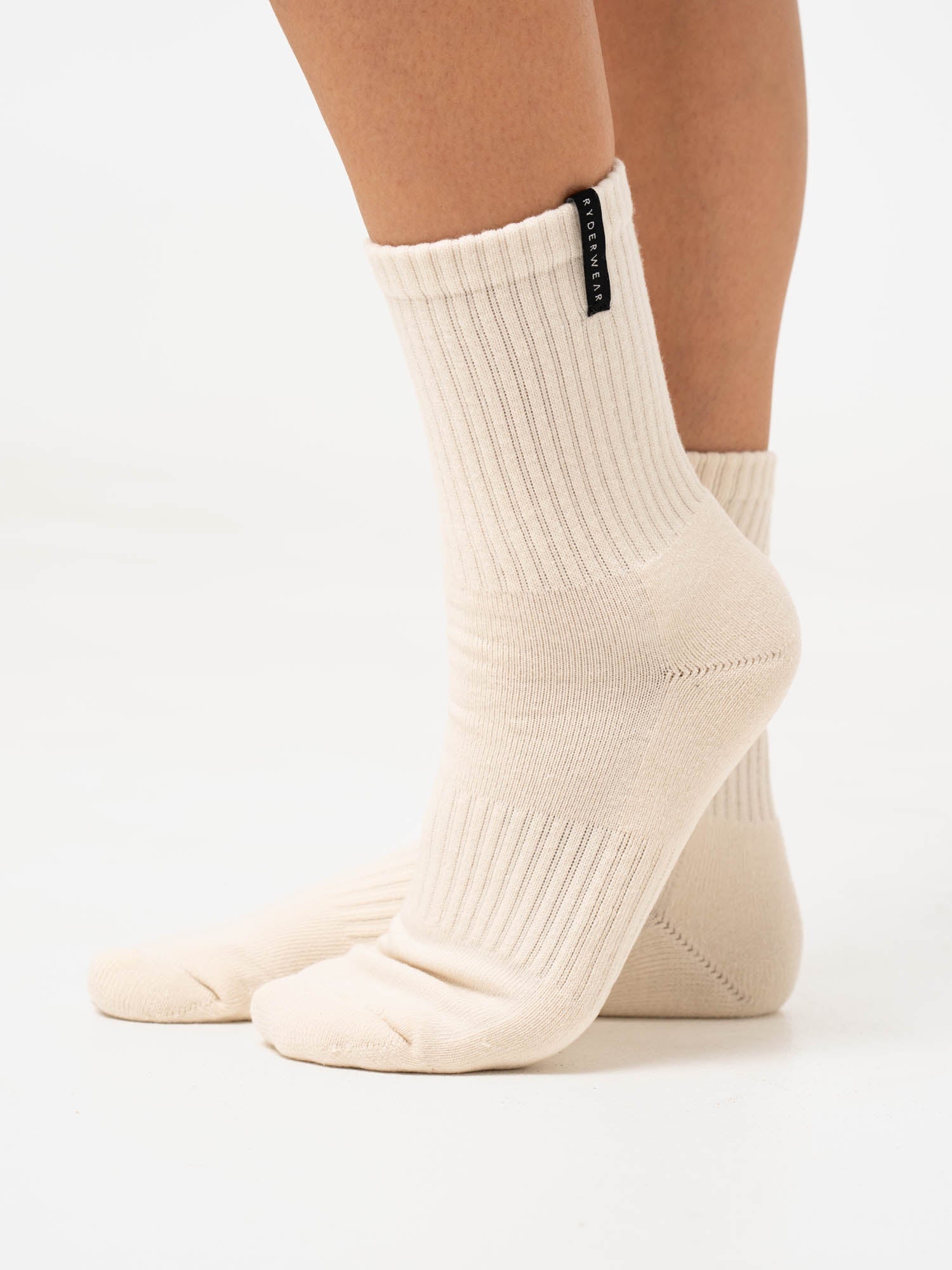 Premium Crew Socks - Soft Cotton Latte Stonewash Style - Comfortable for Daily Wear, Running & Outdoor Activities