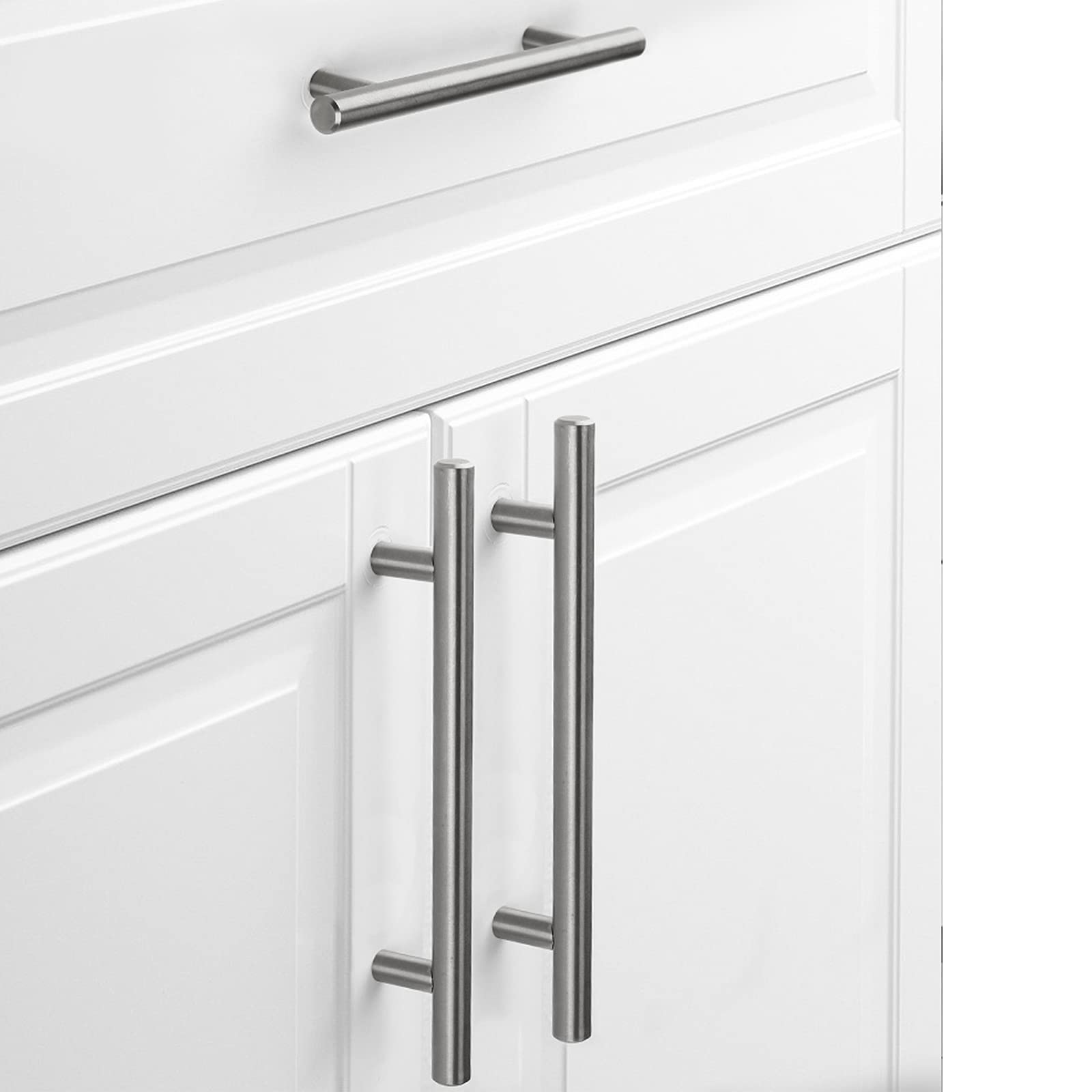 Brushed Nickel Cabinet Pulls 25Pack - 3-3/4in Hole Center for Kitchen, Bathroom & Wardrobe