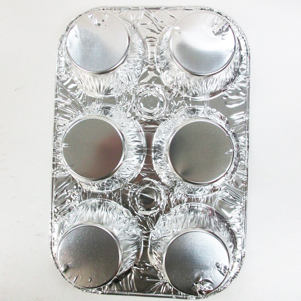 Disposable 6-Cup Aluminum Foil Muffin Pan - 100 Pack Non-Stick Cupcake Baking Containers for Parties, Events & Home Baking | Perfect for Muffins, Cupcakes & Mini Desserts