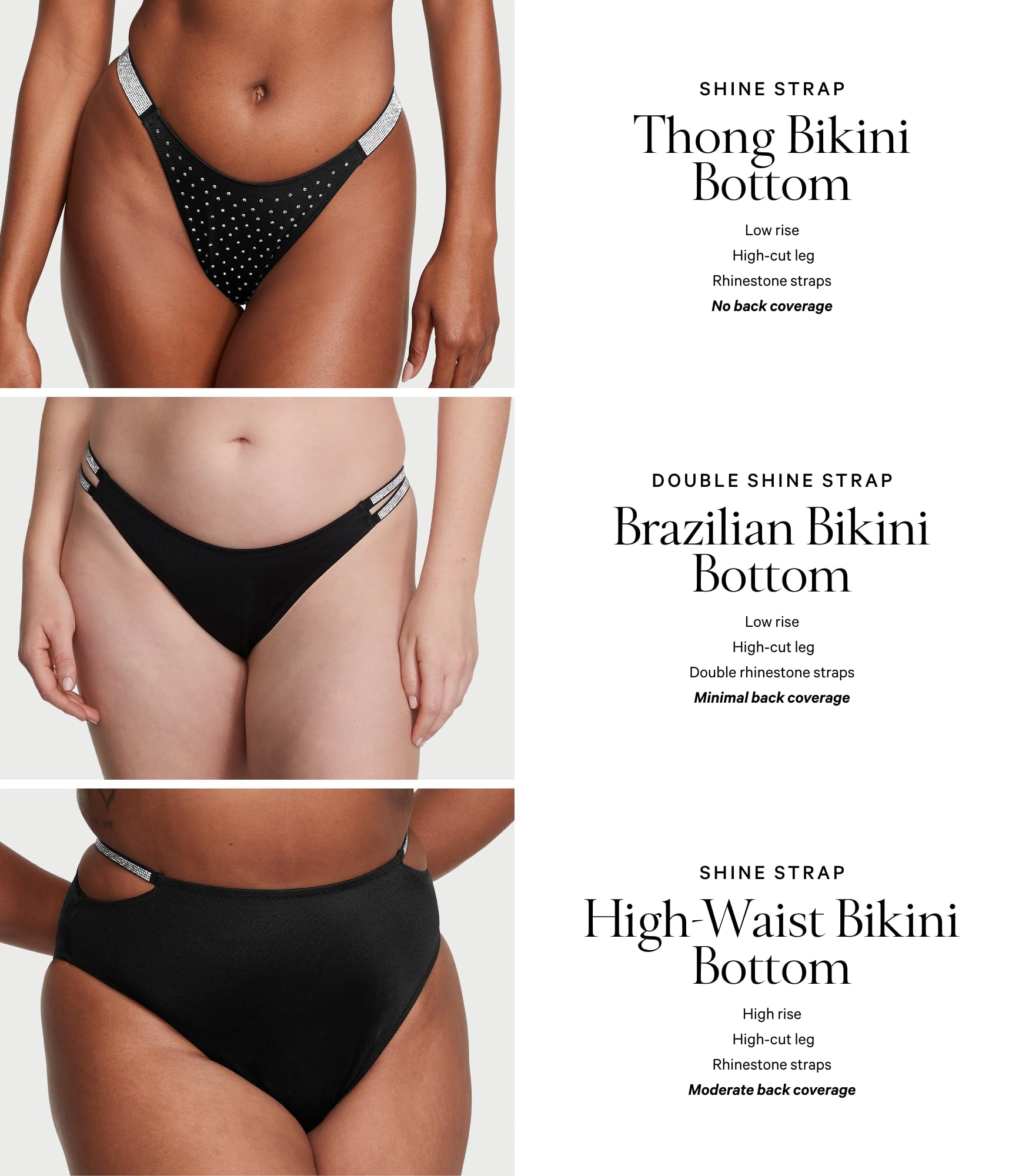 Victoria's Secret Double Shine Strap Brazilian Bikini Bottom - Sexy High Cut Swimwear for Women | Perfect for Beach Vacations, Pool Parties & Summer Getaways